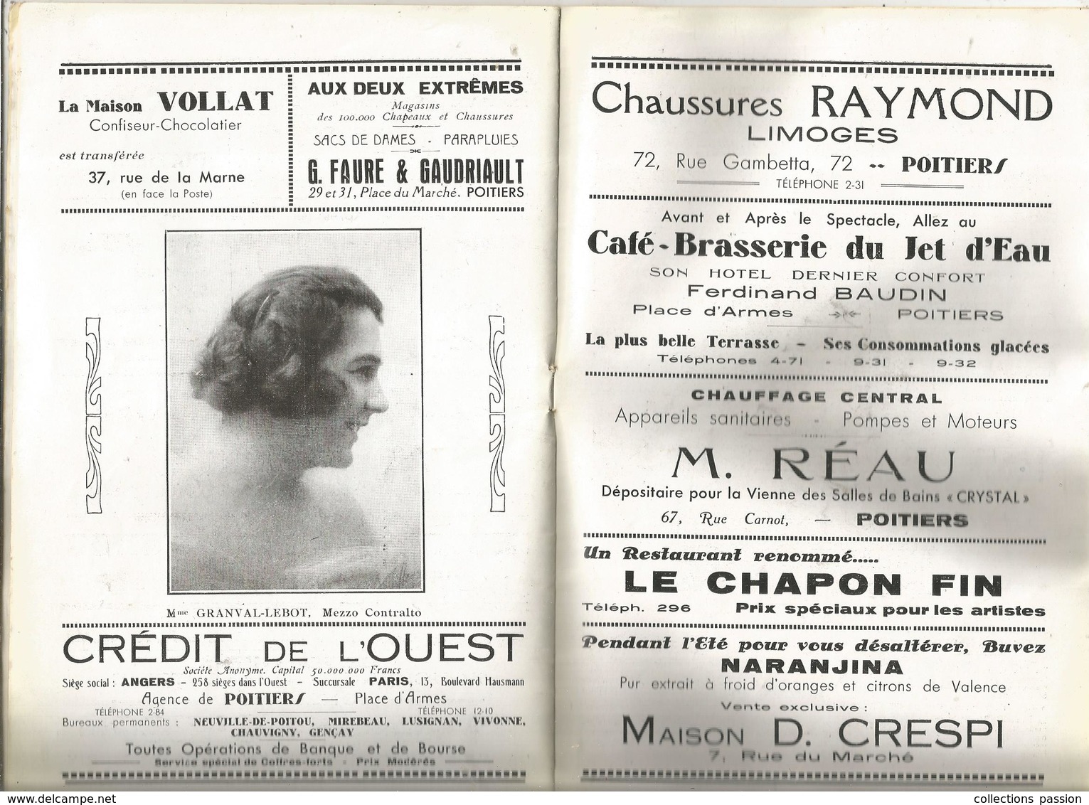 Programme , Ville De POITIERS ,  Saison Lyrique 1934 ,19 Pages ,photographies ,publicités , 6 Scans , Frais Fr 2.95 E - Programme
