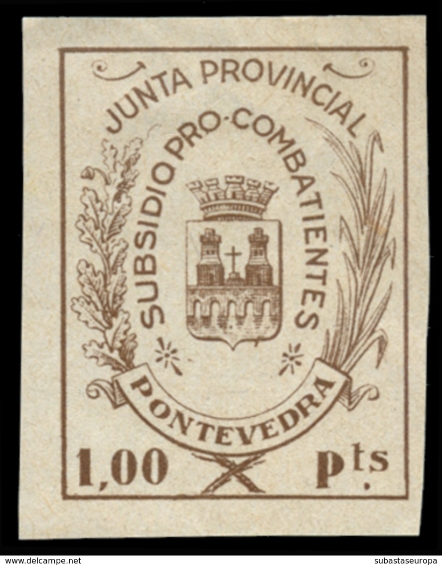 PONTEVEDRA. Subsidio Al Cambatiente. Sofima 6/9. - Spanish Civil War Labels