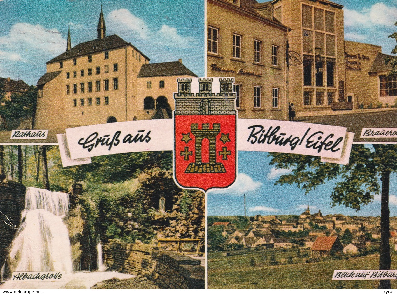 CPM 10X15 ALLEMAGNE Gruss Aus BITBURG EIFEL Multi-vues  Au Dos Cachet Militaria "Poste Aux Armées" + Timbre F.M. Rouge - Bitburg