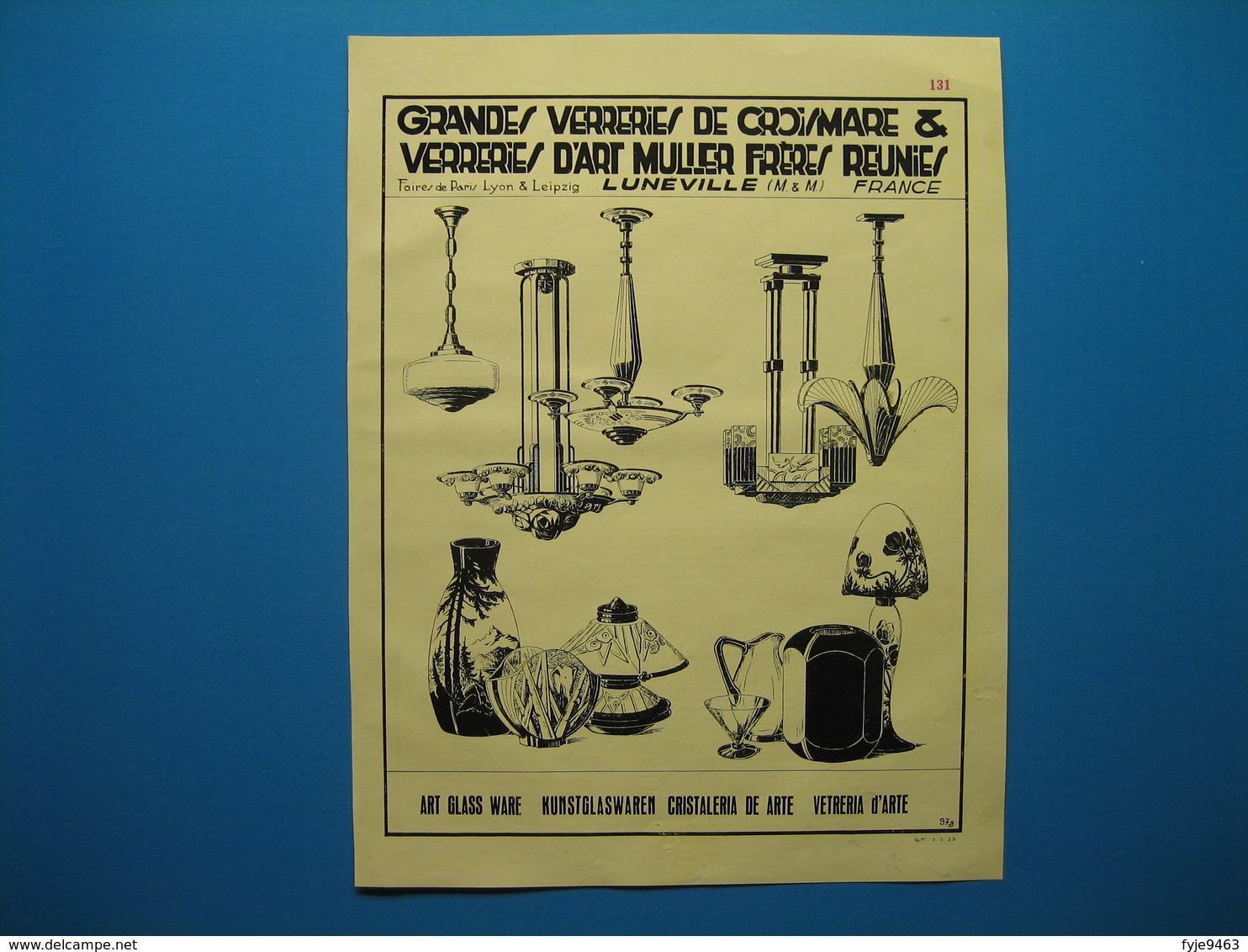 (1933) Grandes Verreries De CROISMARE & Verreries D'Art MULLER FRÈRES Réunies à Lunéville -- Cristalleries De NANCY - Non Classés