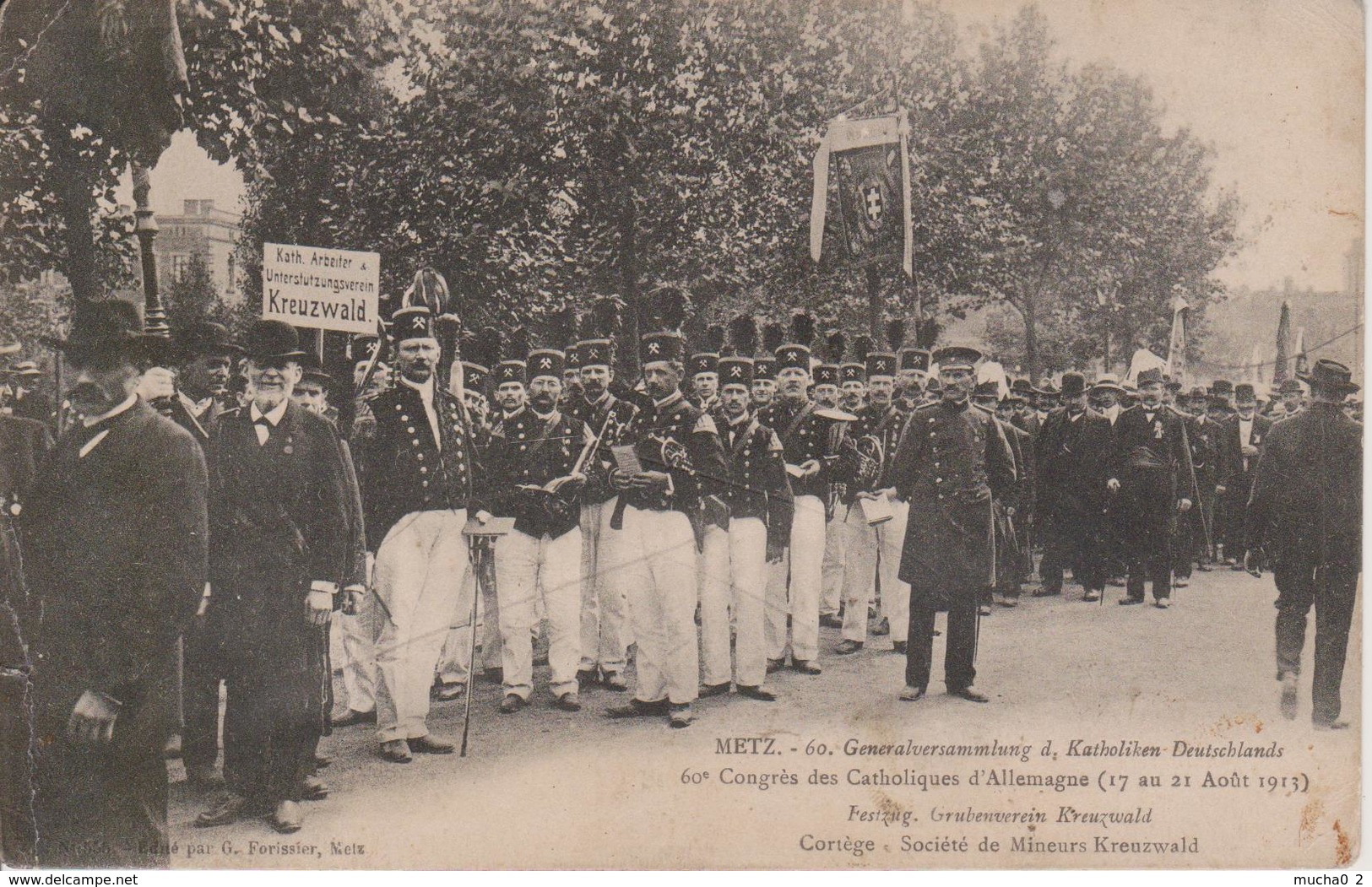 57 - CREUTZWALD - STE DE MINEURS AU CONGRES DES CATHOLIQUES A METZ EN 08.1913 - Creutzwald