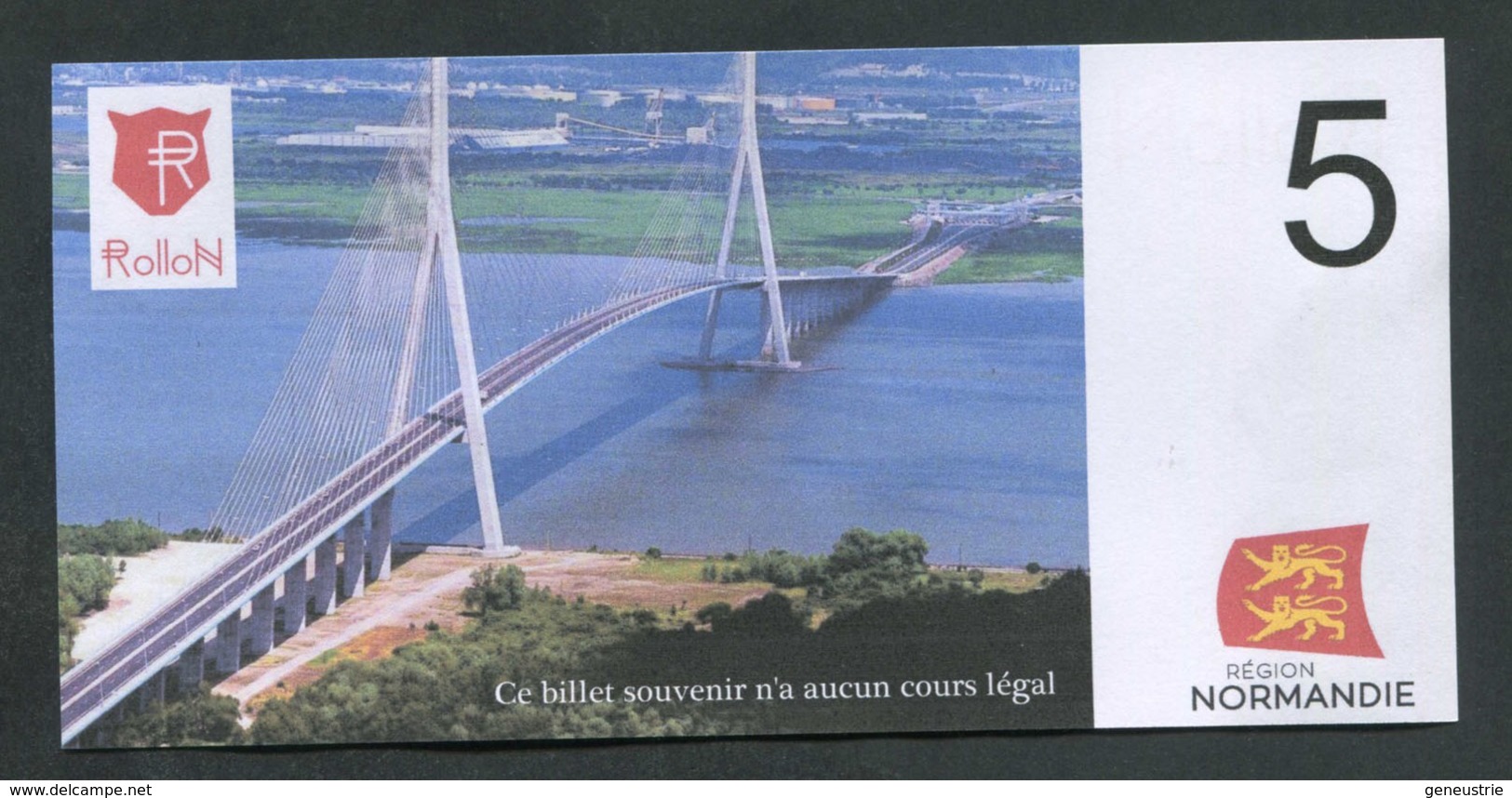 Billet Fantaisie Normandie - Edition Privé "Spécimen 5 Rollon / Mont Saint Michel / Pont De Normandie / 2018" - Fictifs & Spécimens