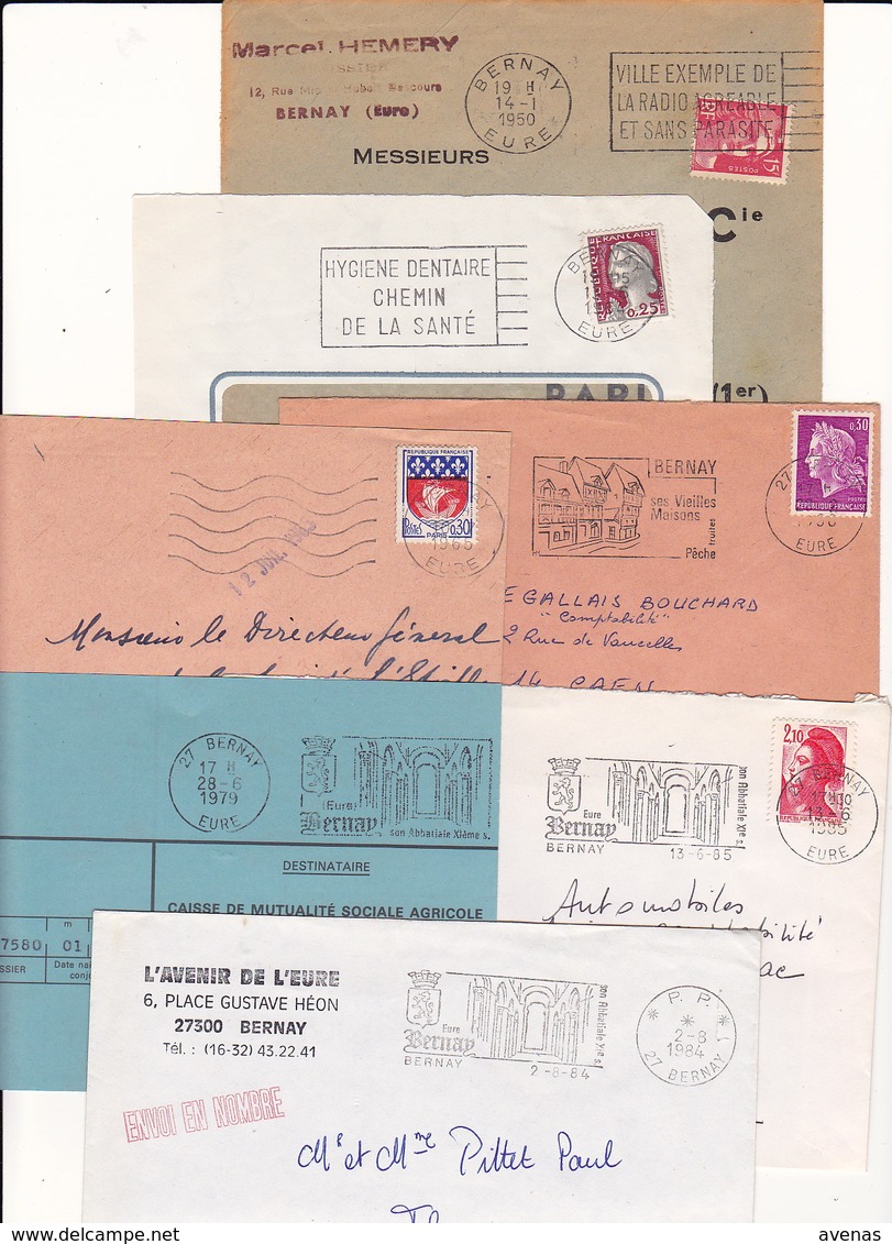 Lot 30 Lettres Oblitérations Différentes De 27 BERNAY Département EURE : TàD Manuel GARE ENTREPOT Machine SECAP EMA - 1961-....