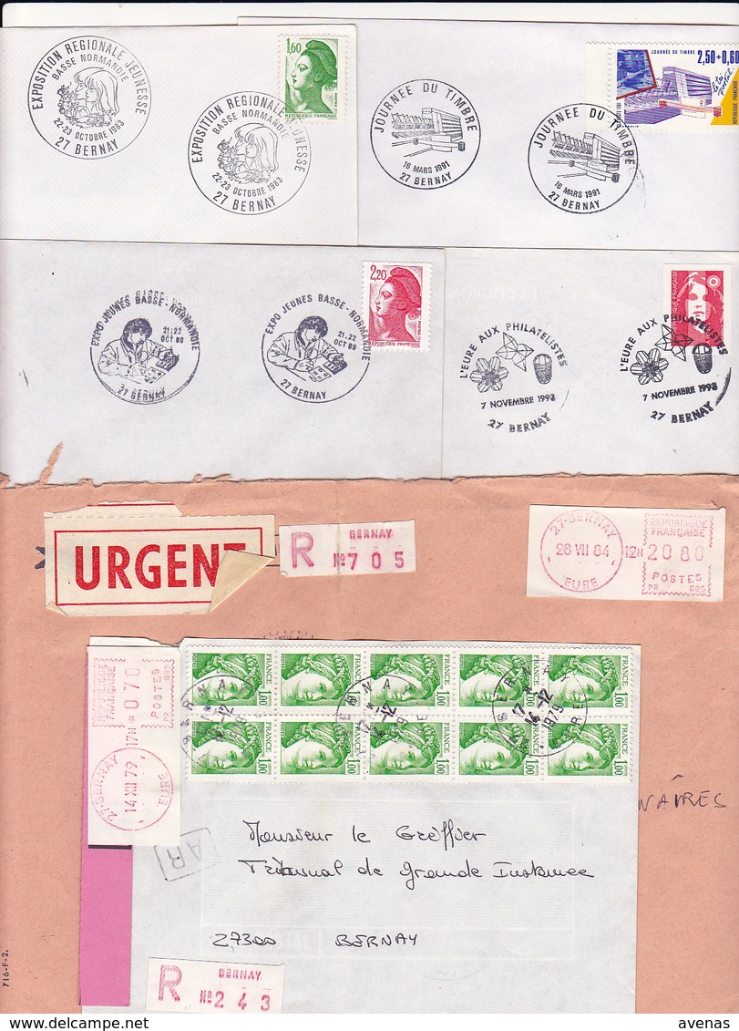 Lot 30 Lettres Oblitérations Différentes De 27 BERNAY Département EURE : TàD Manuel GARE ENTREPOT Machine SECAP EMA - 1961-....