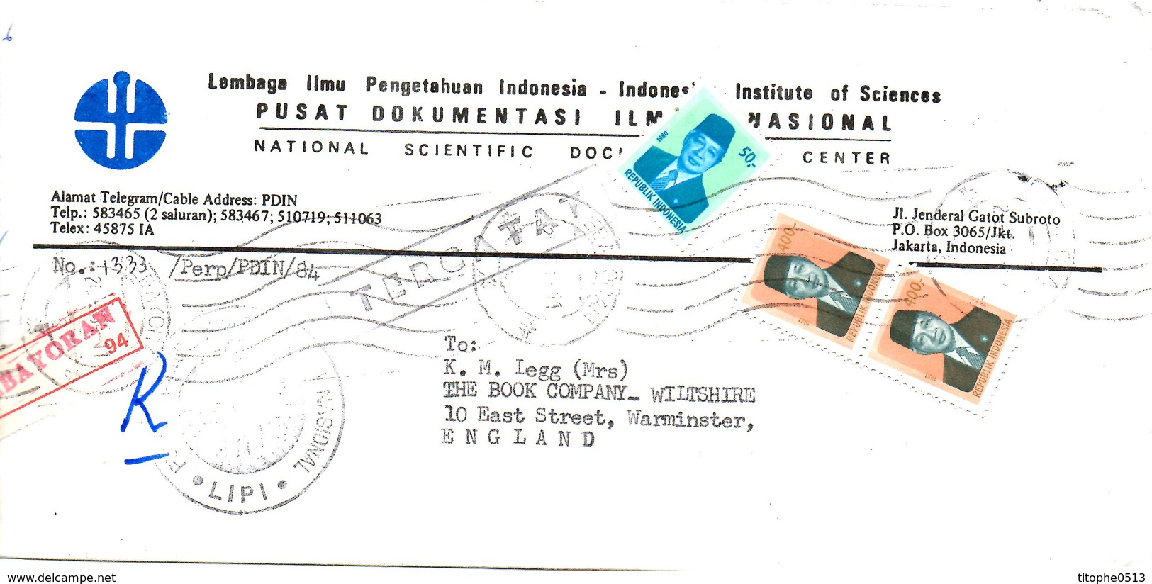 INDONESIE. N°879 De 1980 & N°918 De 1981 Sur Enveloppe Ayant Circulé. Président Suharto. - Indonesia