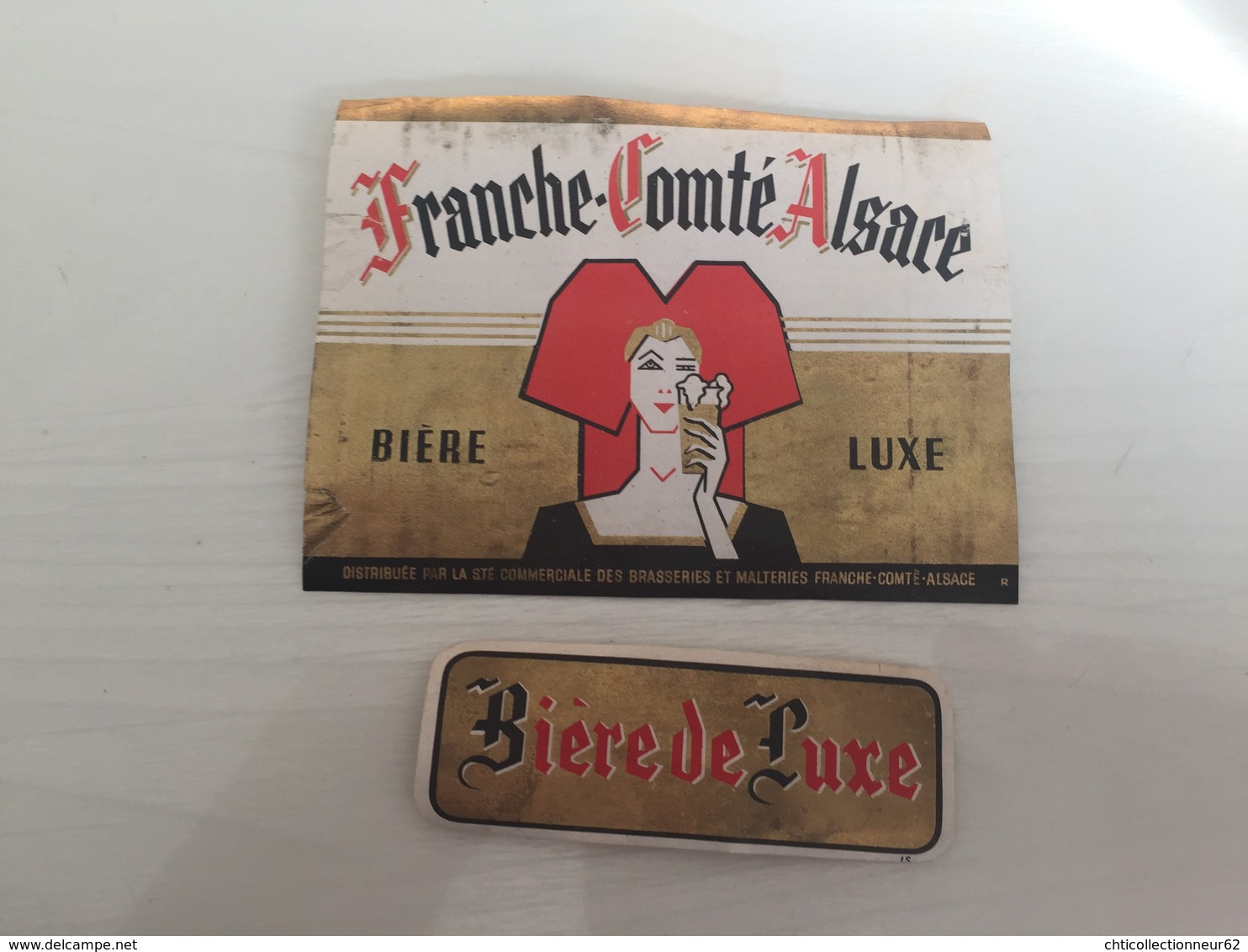 Ancienne Étiquette BIÈRE FRANCHE COMTÉ D’ALSACE BIÈRE LUXE - Bière