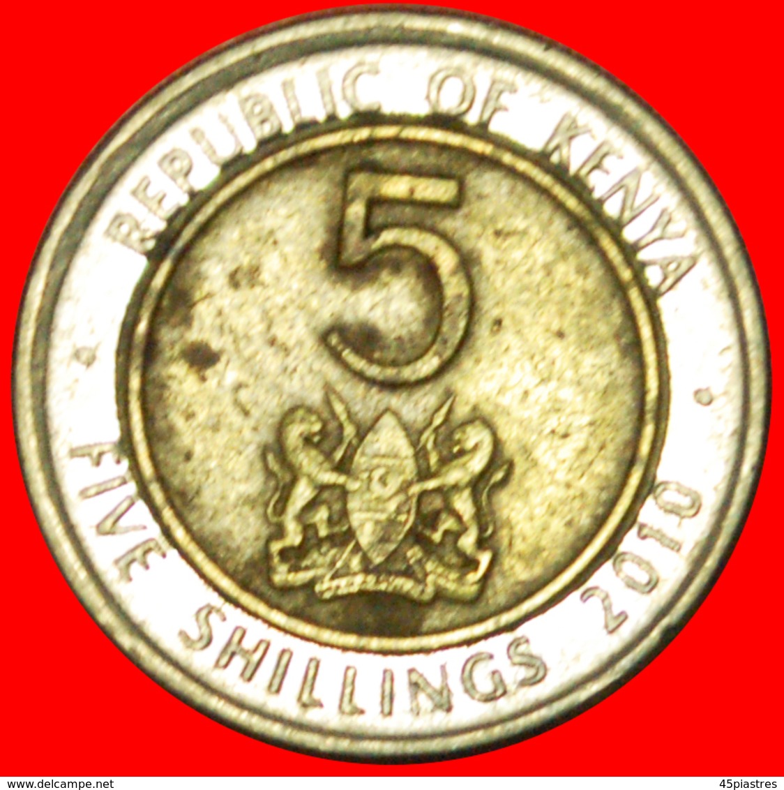 # COCK AND LIONS: KENYA ★ 5 SHILLINGS 2010!  LOW START ★ NO RESERVE! Mzee Jomo Kenyatta (1964-1978) - Kenya