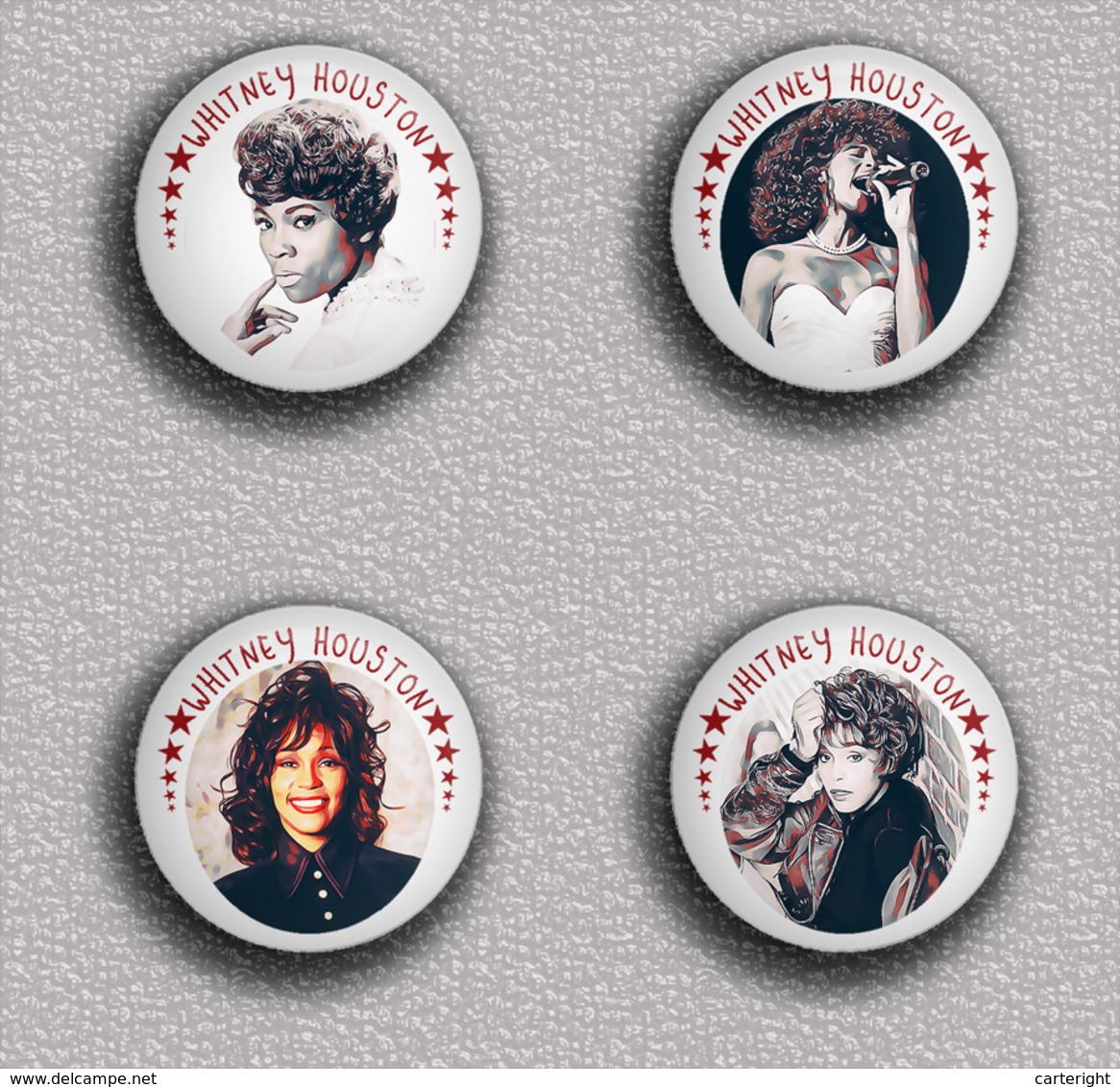 35 X WHITNEY HOUSTON Music Fan ART BADGE BUTTON PIN SET 1 (1inch/25mm Diameter) - Music