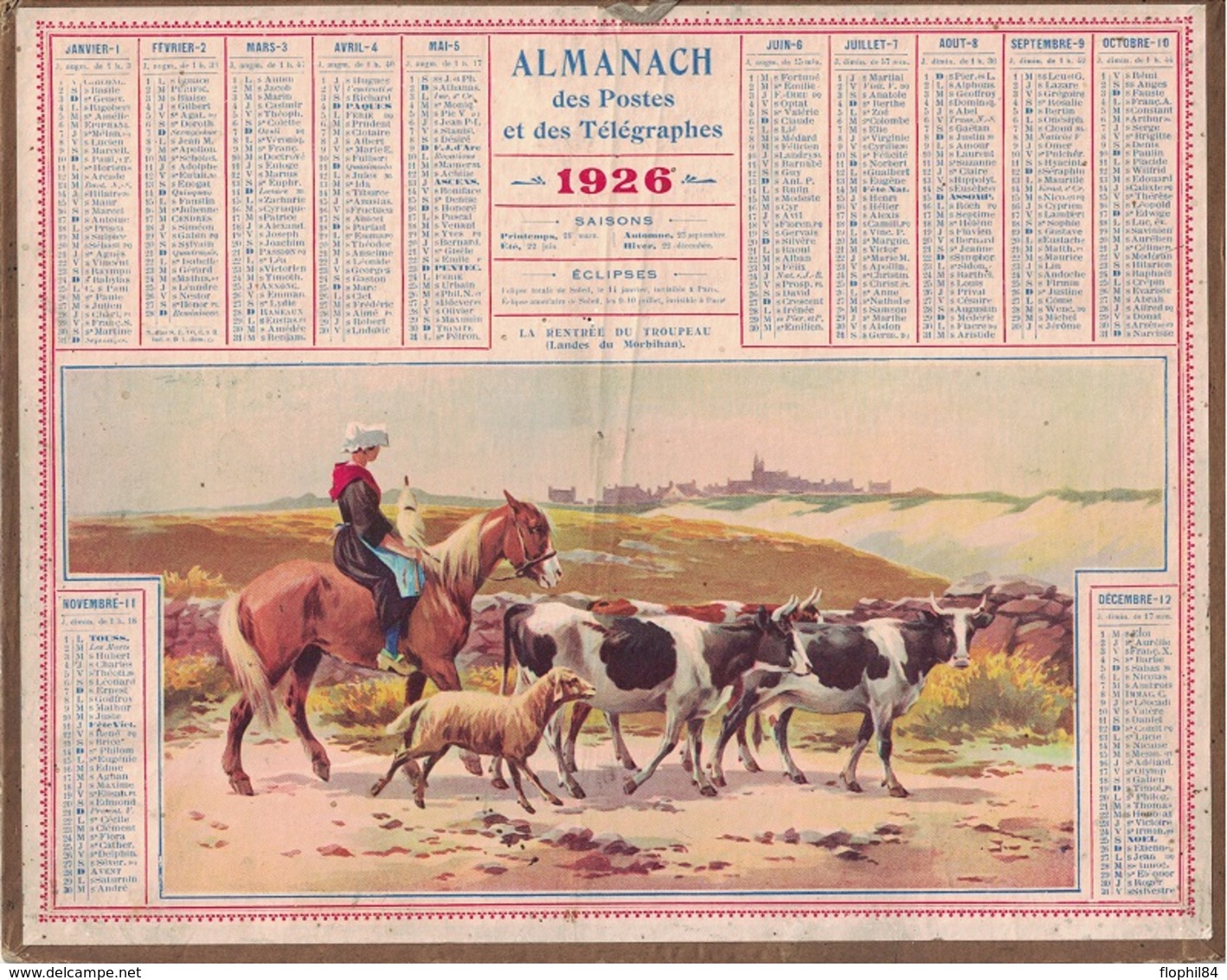 ALMANACH DES POSTES 1926 - FORMAT LIVRET CARTONNE SIMPLE - COMPLET AVEC CARTE - DEPARTEMENT DU GARD. - Grand Format : 1941-60