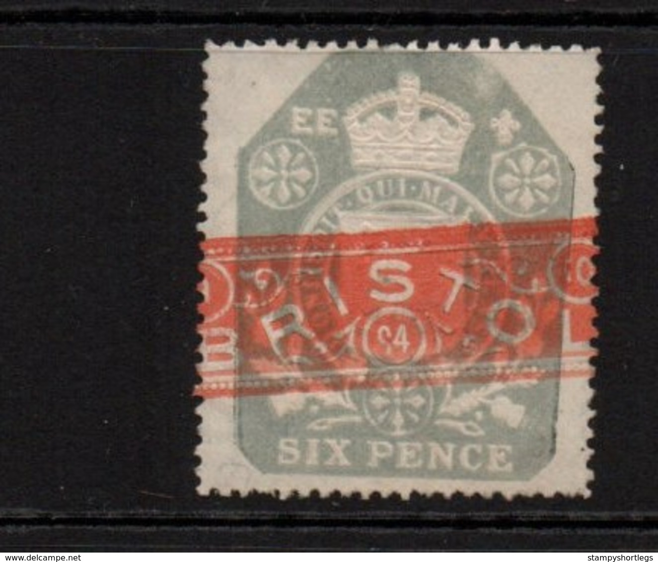 GB General Purpose Revenue.   'Bristol' Used.   6d Grey Blue Good Condition. - Revenue Stamps