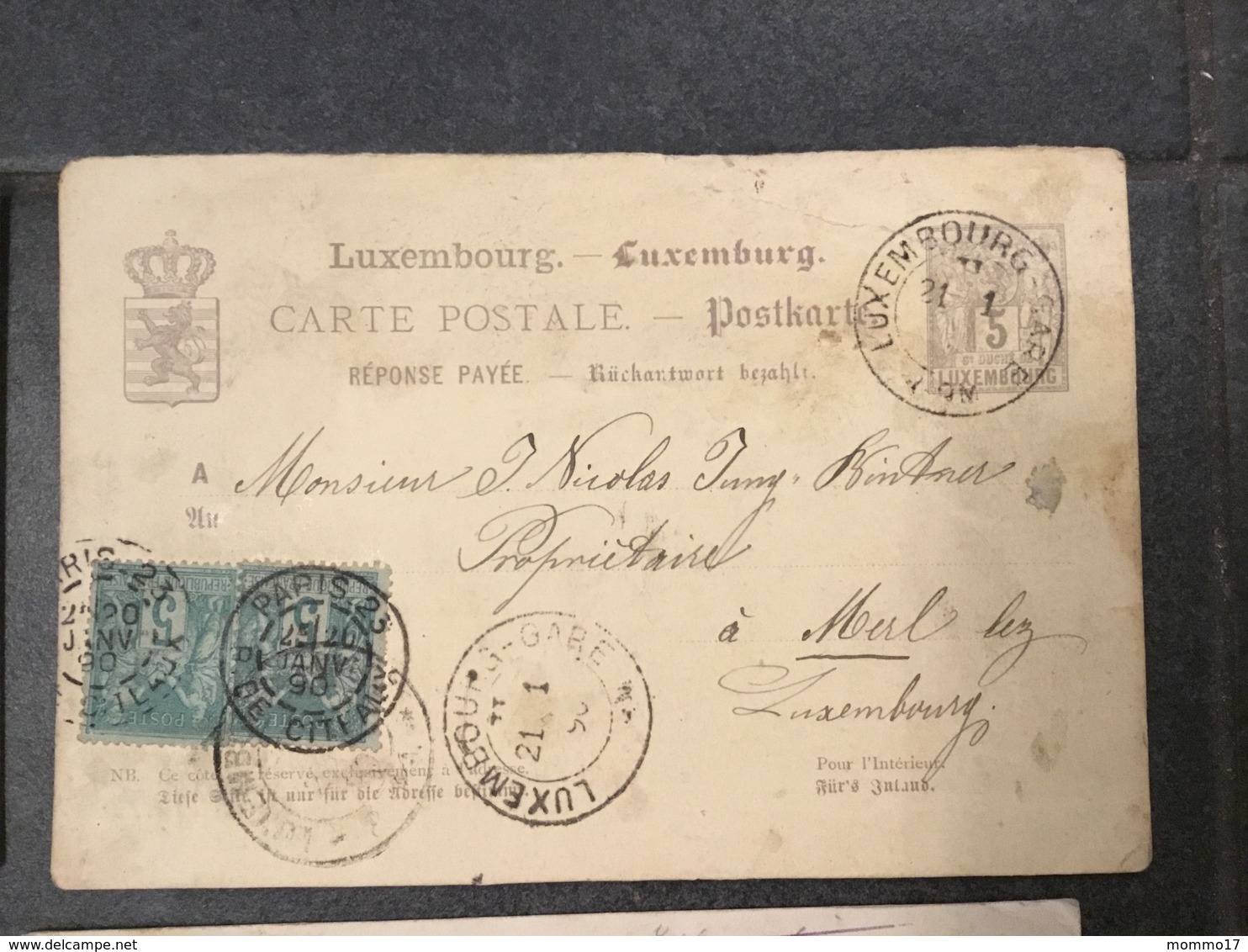 Luxembourg Carte Paris - Stamped Stationery