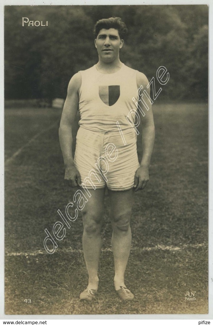 (Athlétisme) Carte Photo De L'athlète Français Raoul Paoli . Lancer Du Poids . Jeux Olympiques De 1924 à Paris . - Athlétisme