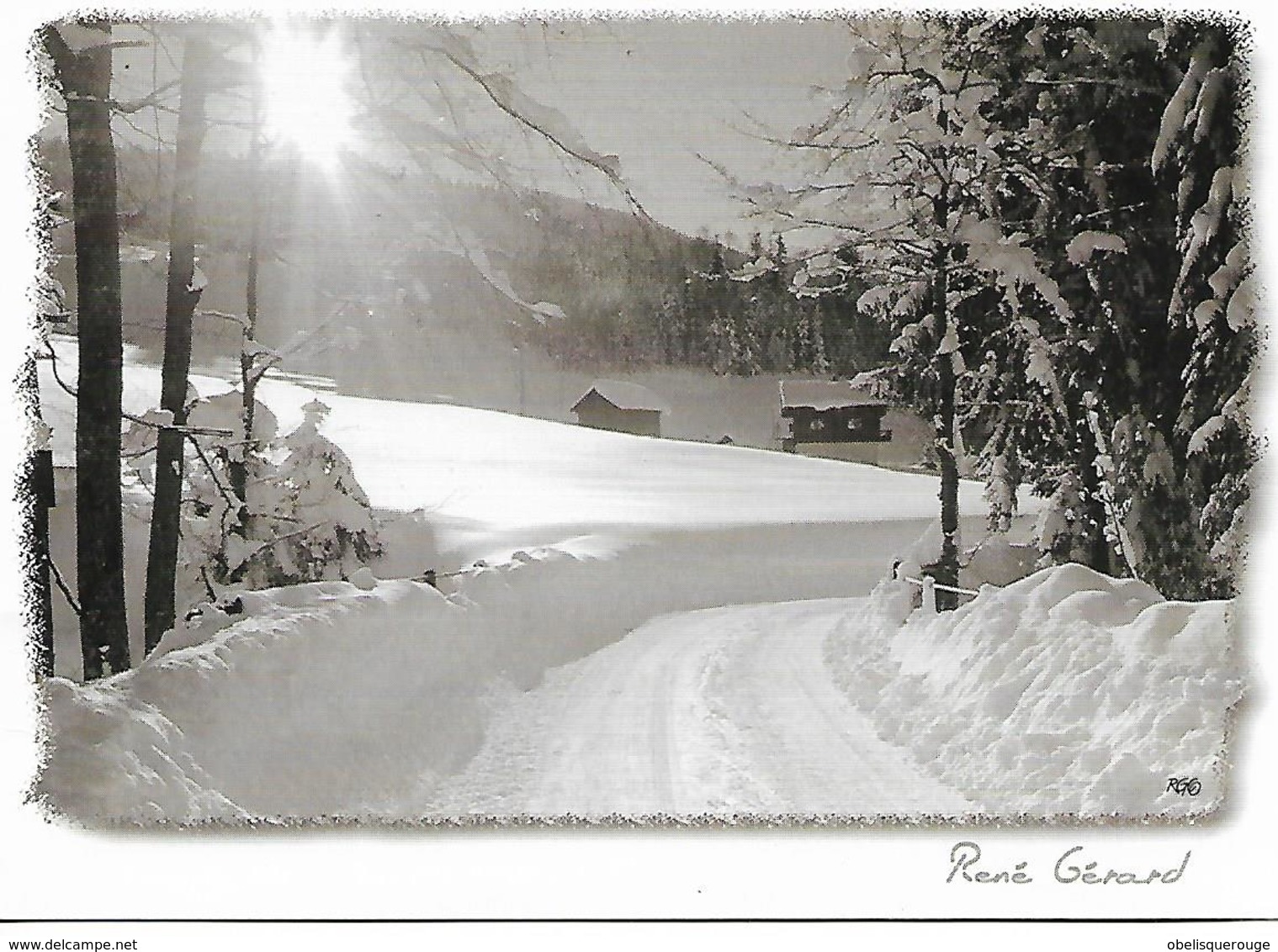 ROUTE FORESTIERE SOUS LA NEIGE RENE GERARD ALPE D HUEZ 1999 - Controluce