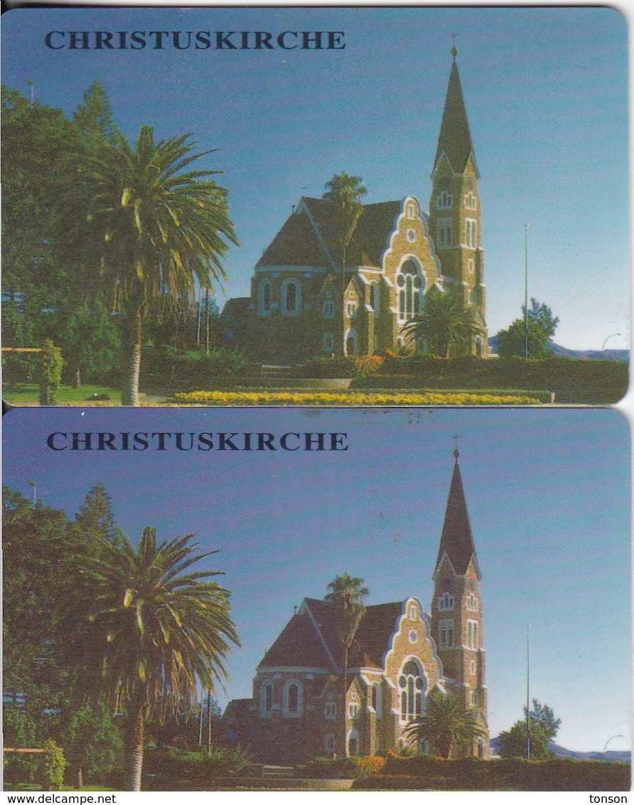 Namibia, NMB-021 And 021a, Christuskirche,  2 Cards, Different Chip, 2 Scans.  ( SIE 30 And 31) - Namibie