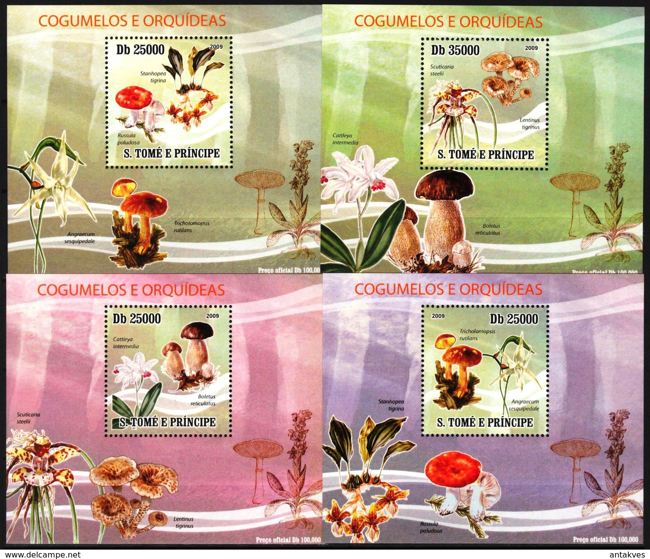 {045} Sao Tome & Principe 2009 Mushrooms 4 S/S Deluxe MNH** - Sao Tome En Principe