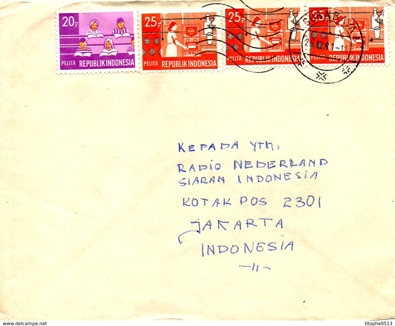 INDONESIE. N°577-8 De 1969 Sur Enveloppe Ayant Circulé. Education/Recherche. - Indonésie