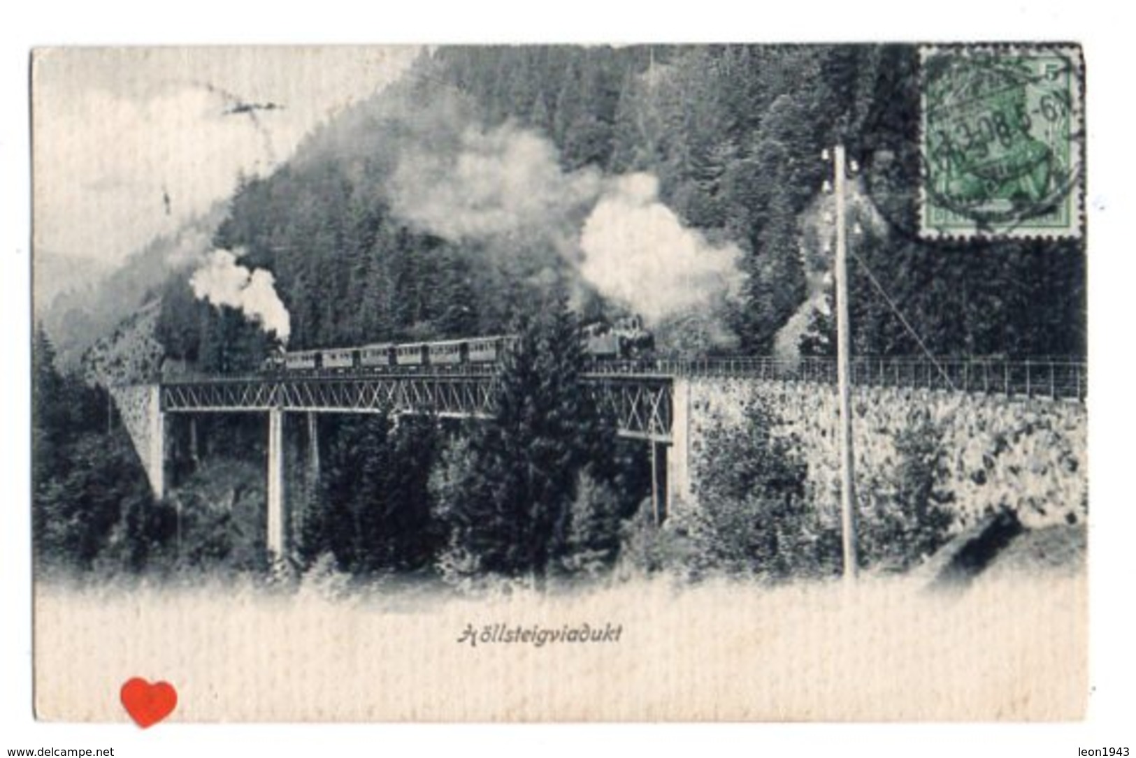 01123-LE-ALLEMAGNE-Köllsteigviadukt---------------train à Vapeur----------cachet Postal De TITISEE - Titisee-Neustadt