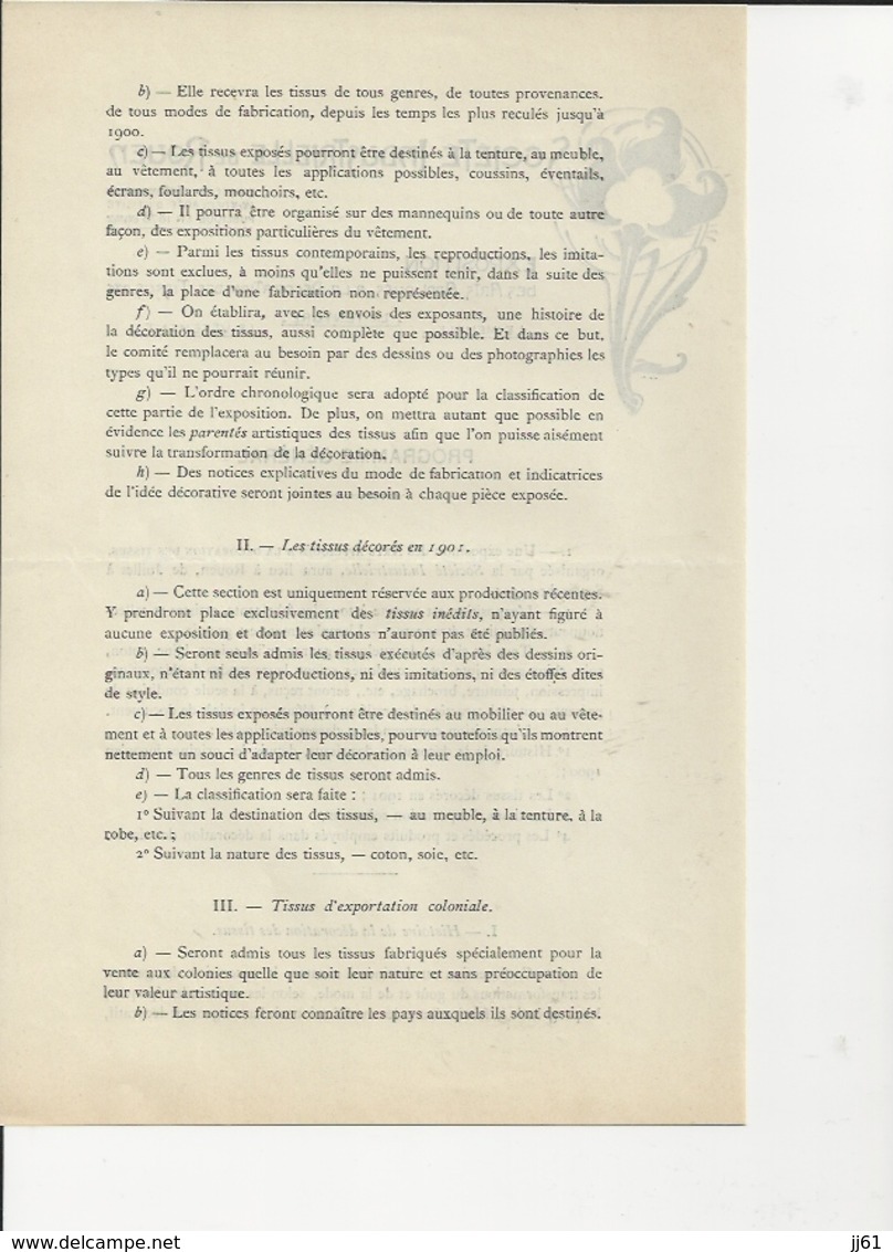 ROUEN LOUIS BESSELIEVRE SOCIETE INDUSTRIELLE EXPOSITION ARTS DES TISSUS AU CONSERVATEUR DU MUSEE TROYES PROGRAMME 1901 - Autres & Non Classés