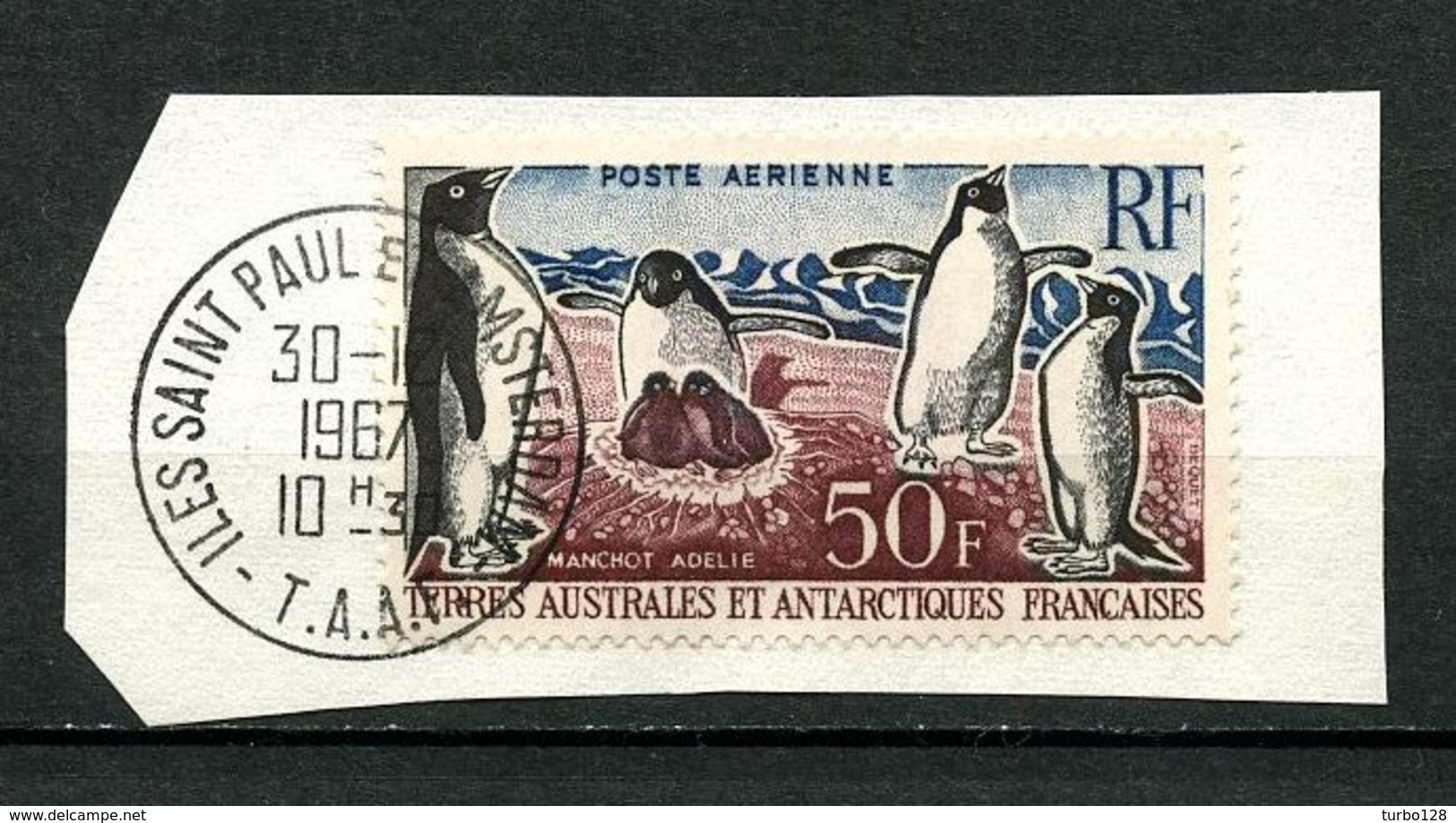 TAAF 1963 PA N° 5 Oblitéré Used Superbe C 45 &euro; Faune Manchots Adélie Oiseaux Birds Animaux - Used Stamps
