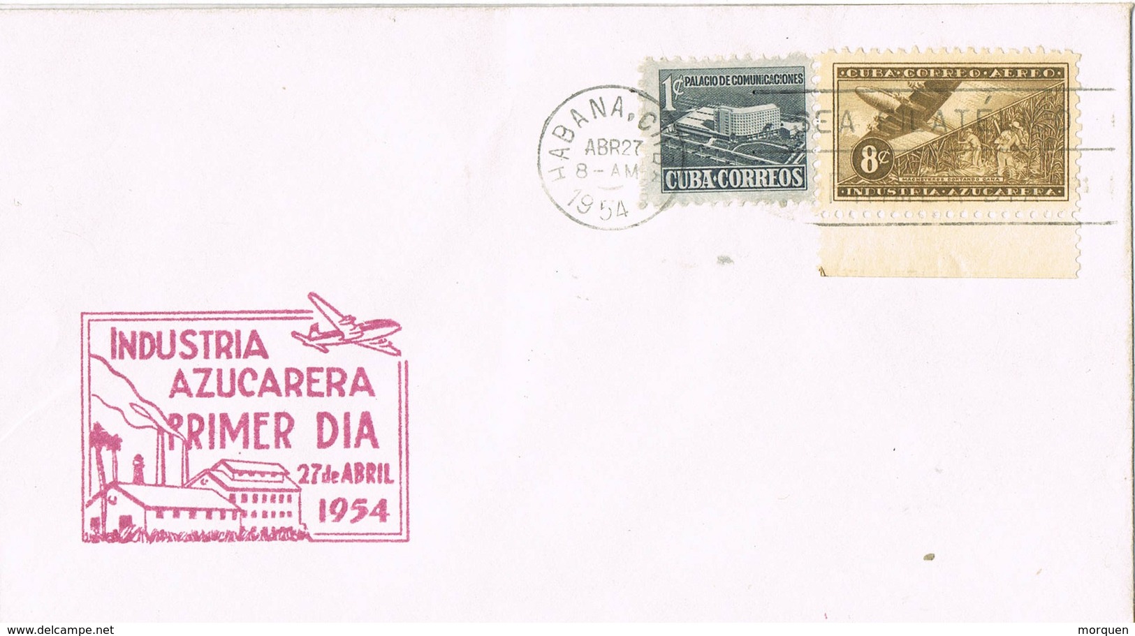 30972. Carta F.D.C. HABANA (Cuba) 1954. Industria Azucarera. Azucar, Sugar - FDC