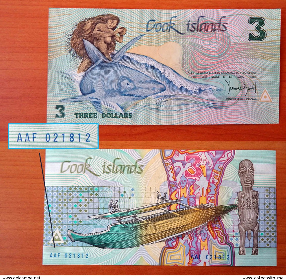 Cook Islands 3 Dollars 1987 P-3 GEM UNC Number!! AAF 021812 - Isole Cook