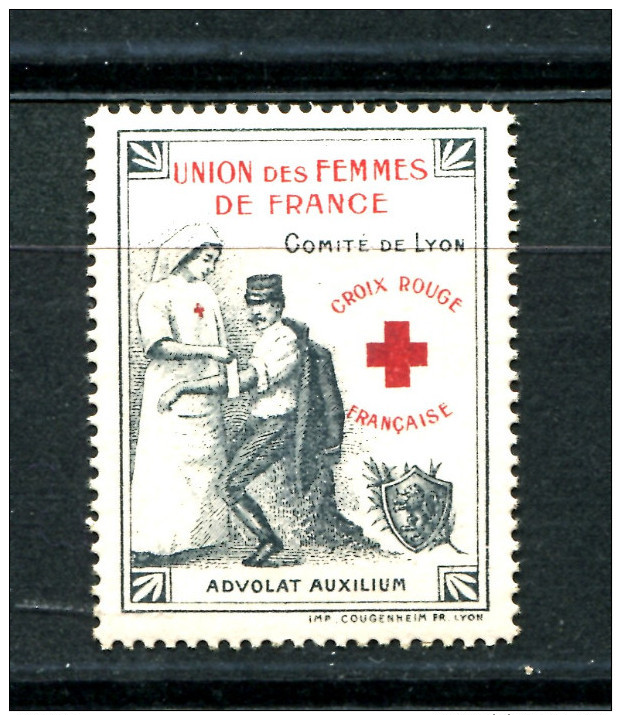 Année  1912 -   CROIX ROUGE Vignette ** N° 80  Du COMITÈ De  LYON De L'UNION DES FEMMES De FRANCE DURANT LA GUERRE - Croix Rouge