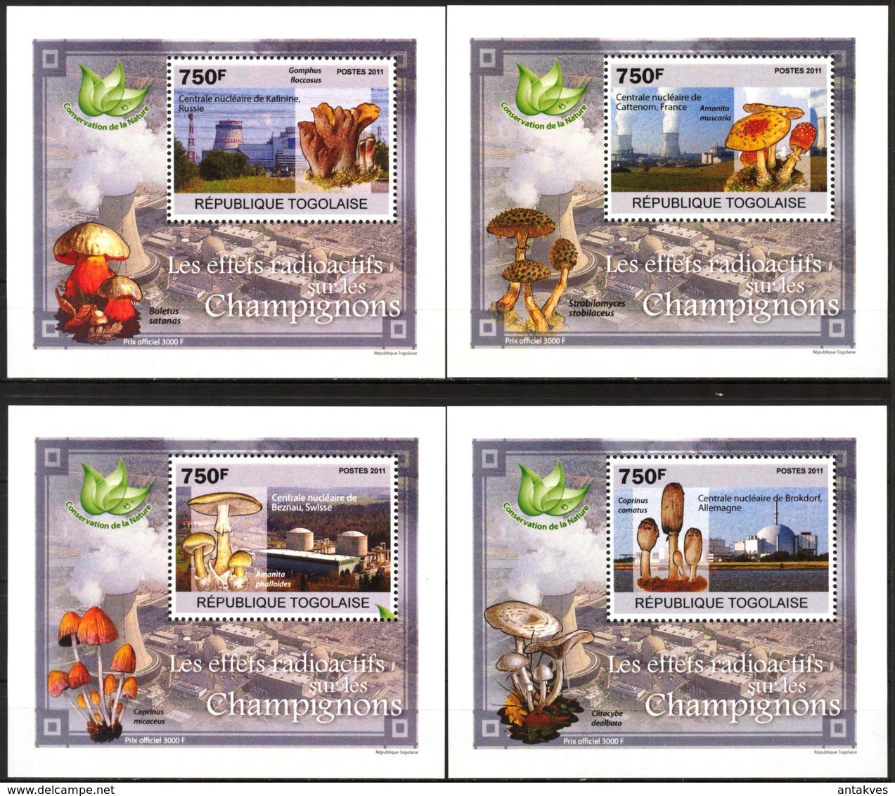 {083} Togo 2011 Mushrooms 4 S/S Deluxe MNH** - Togo (1960-...)