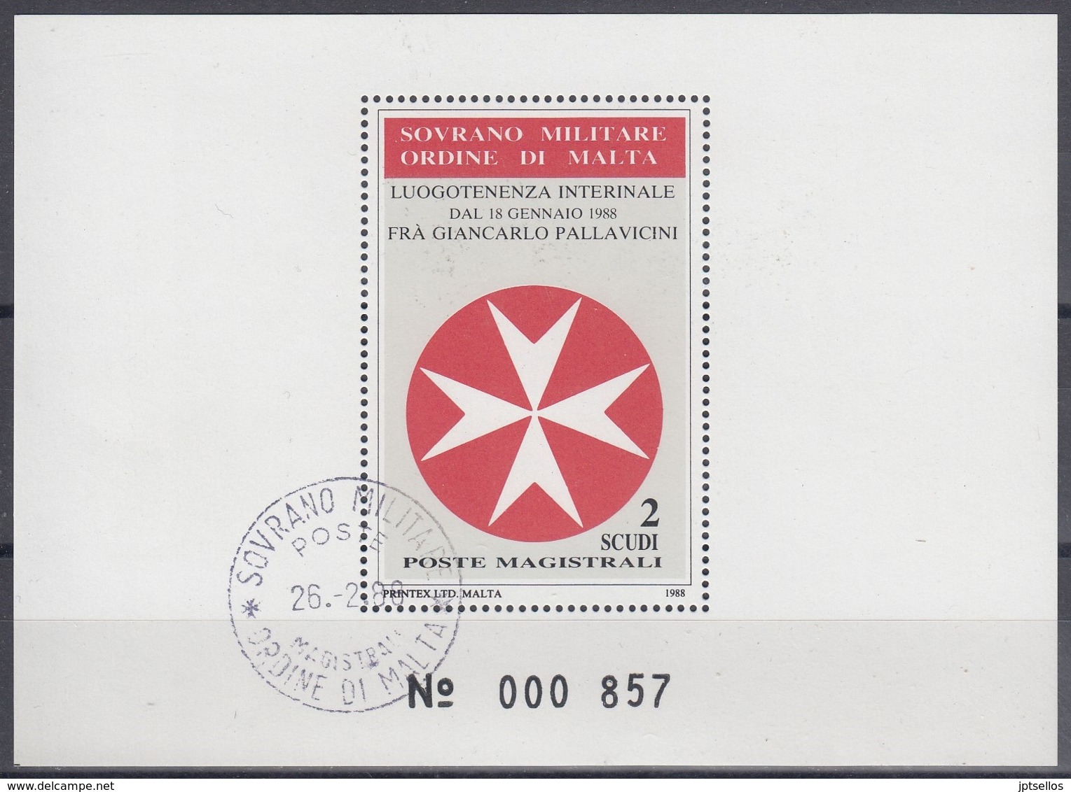 ORDEN DE MALTA 1988 Nº F287 USADO - Malta (la Orden De)