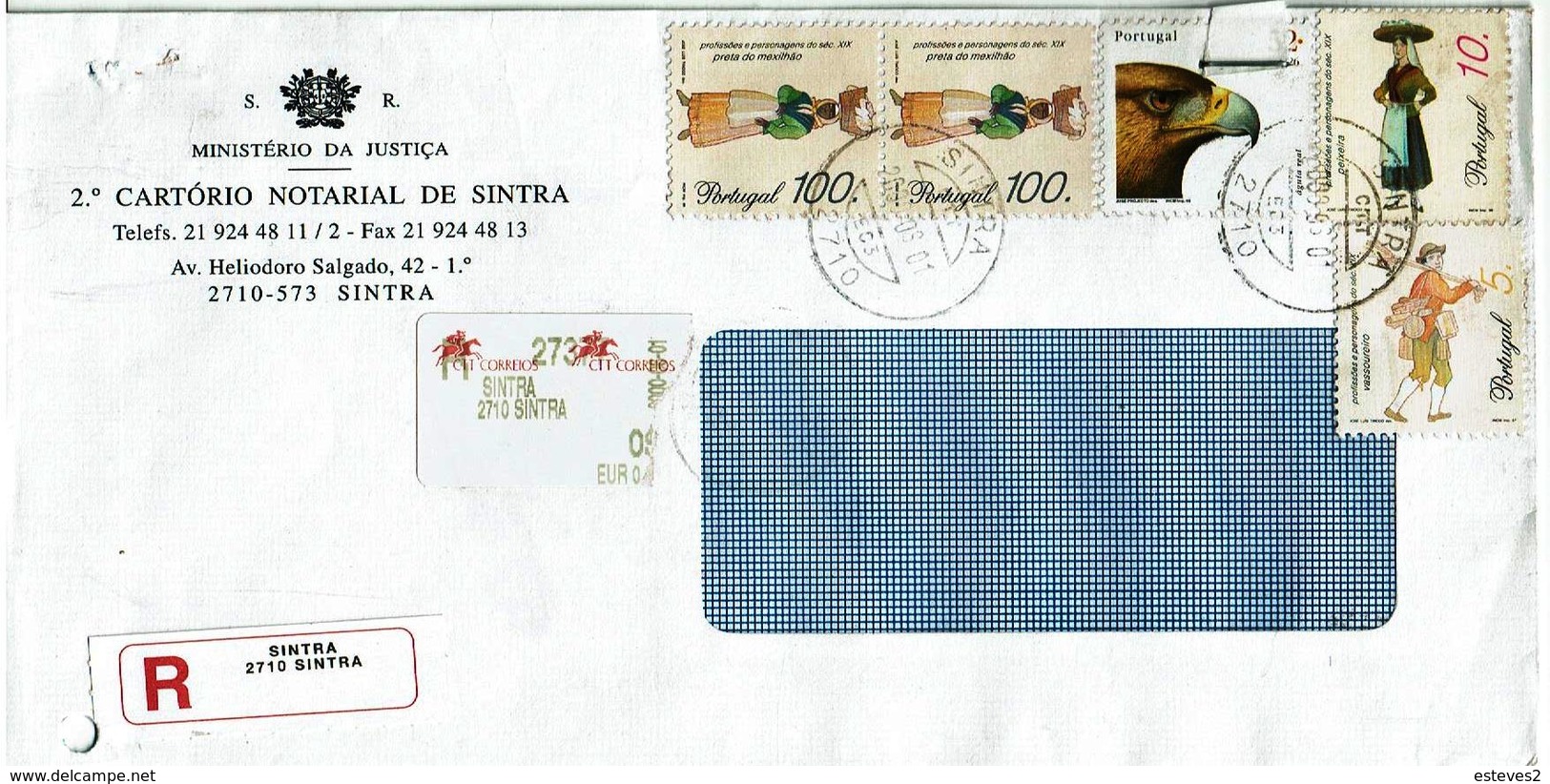 Portugal , 1996 , 1997 ,  Mussel Seller , Fish Seller , Broom Seller , Eagle ,  Resgistration Labels 2710 Sintra - Other & Unclassified