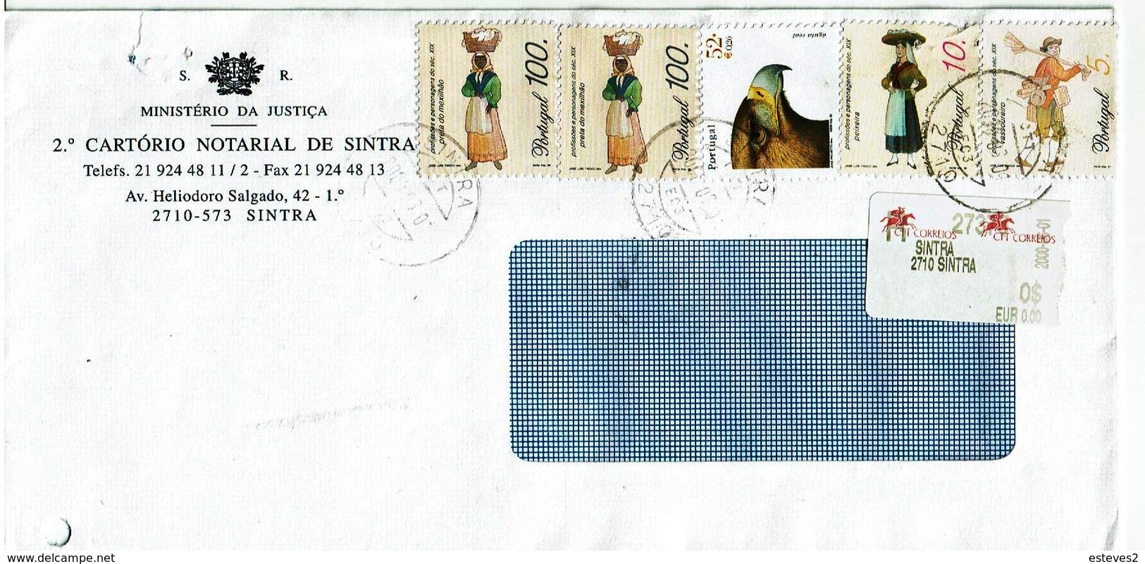 Portugal , 1996 , 1997 ,  Mussel Seller , Fish Seller , Broom Seller , Eagle ,  Resgistration Labels 2710 Sintra - Other & Unclassified