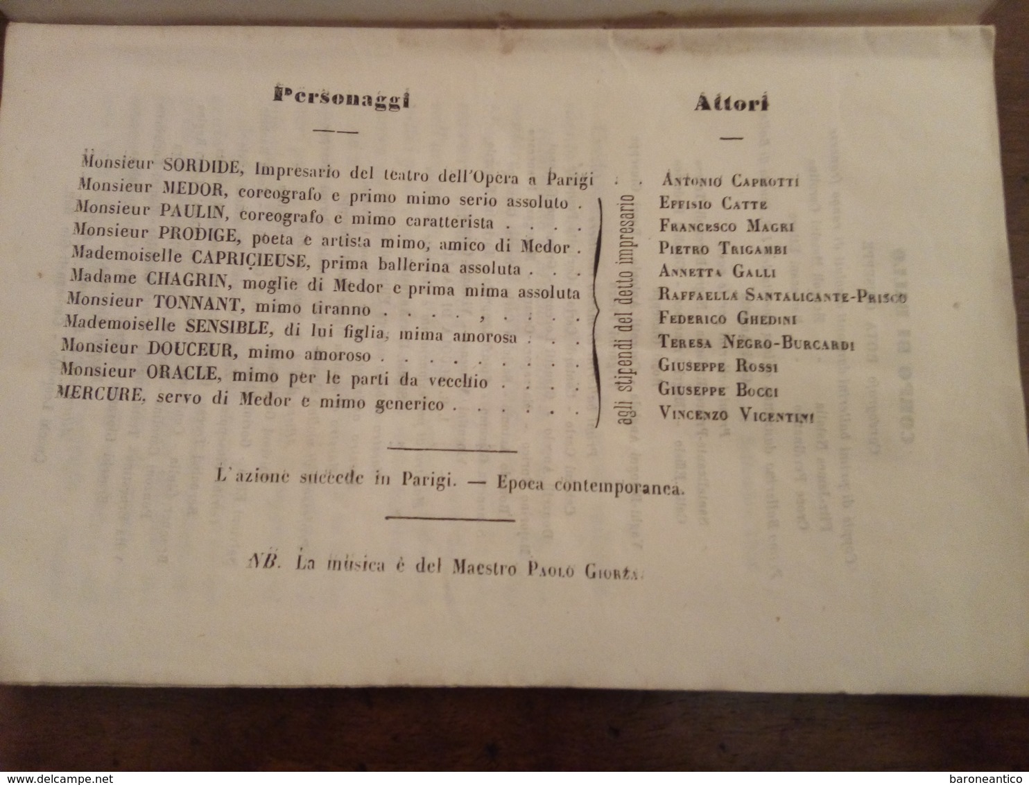 Libretto D'opera Un Ballo Nuovo Milano 1856 Pagine 20 - Documentos Históricos