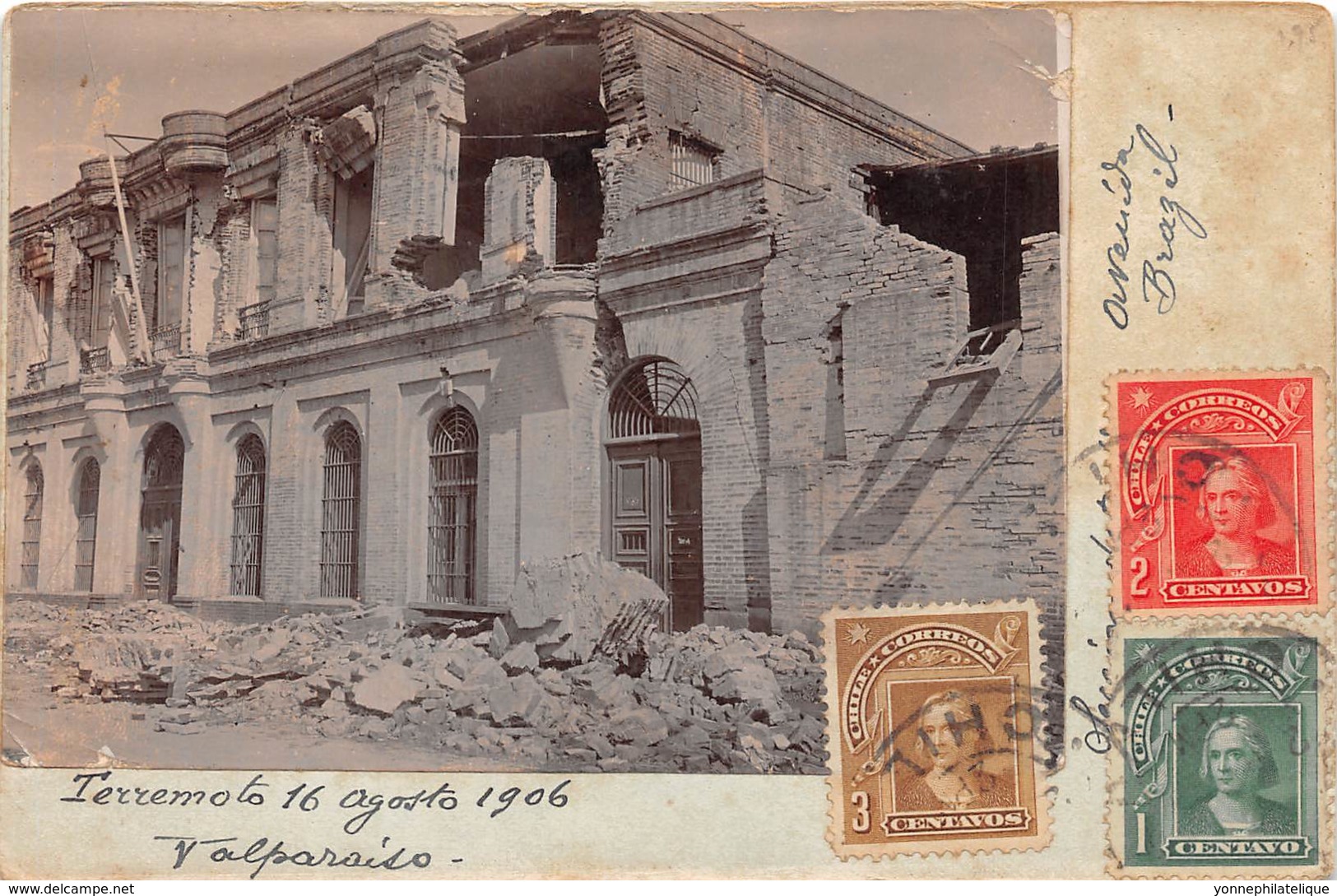 Chili - Valparaiso - Oblitérations / 34 - Photo Card - Terremoto - Défaut - Chile