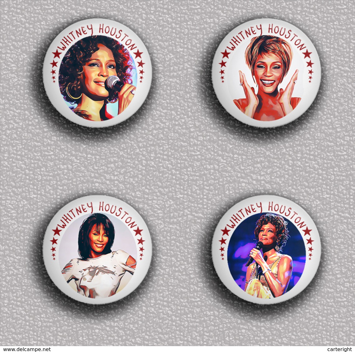 35 X WHITNEY HOUSTON Music Fan ART BADGE BUTTON PIN SET 3 (1inch/25mm Diameter) - Musica