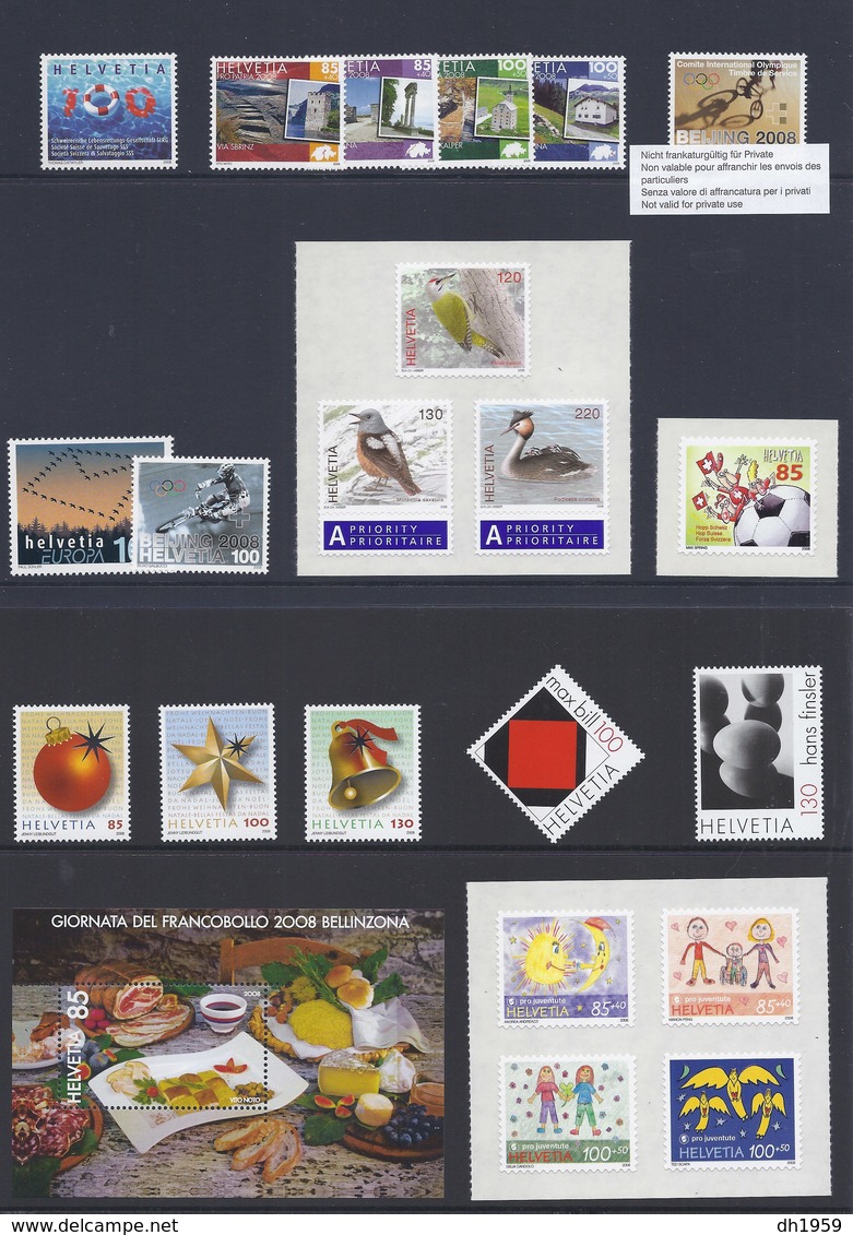 SUISSE  2008  ** Année Complète SCHWEIZ JAHRGANG YEARSET - Unused Stamps