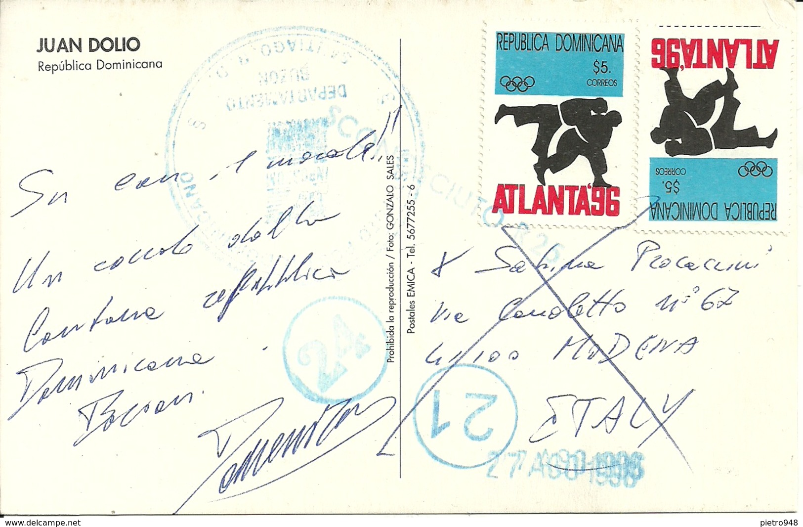 Juan Dolio (Republica Dominicana, Dominica) The Beach, La Plage, Der Strand, Thematic Stamp "Atlanta '96 Judo" - Dominica