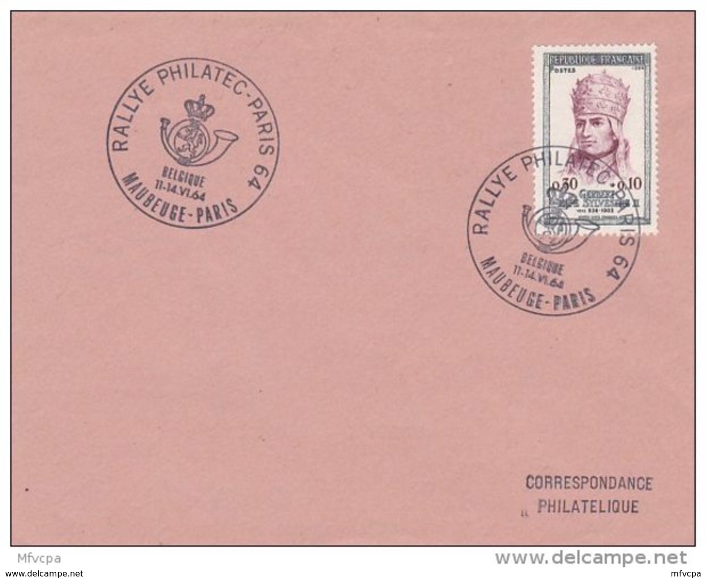 L4C423 France 1964 Obl Com. GF Rallye Philatec Paris Maubeuge-Paris 11 14 06 1964 /Lettre  Gerbert 0,30+,010f - Cachets Commémoratifs