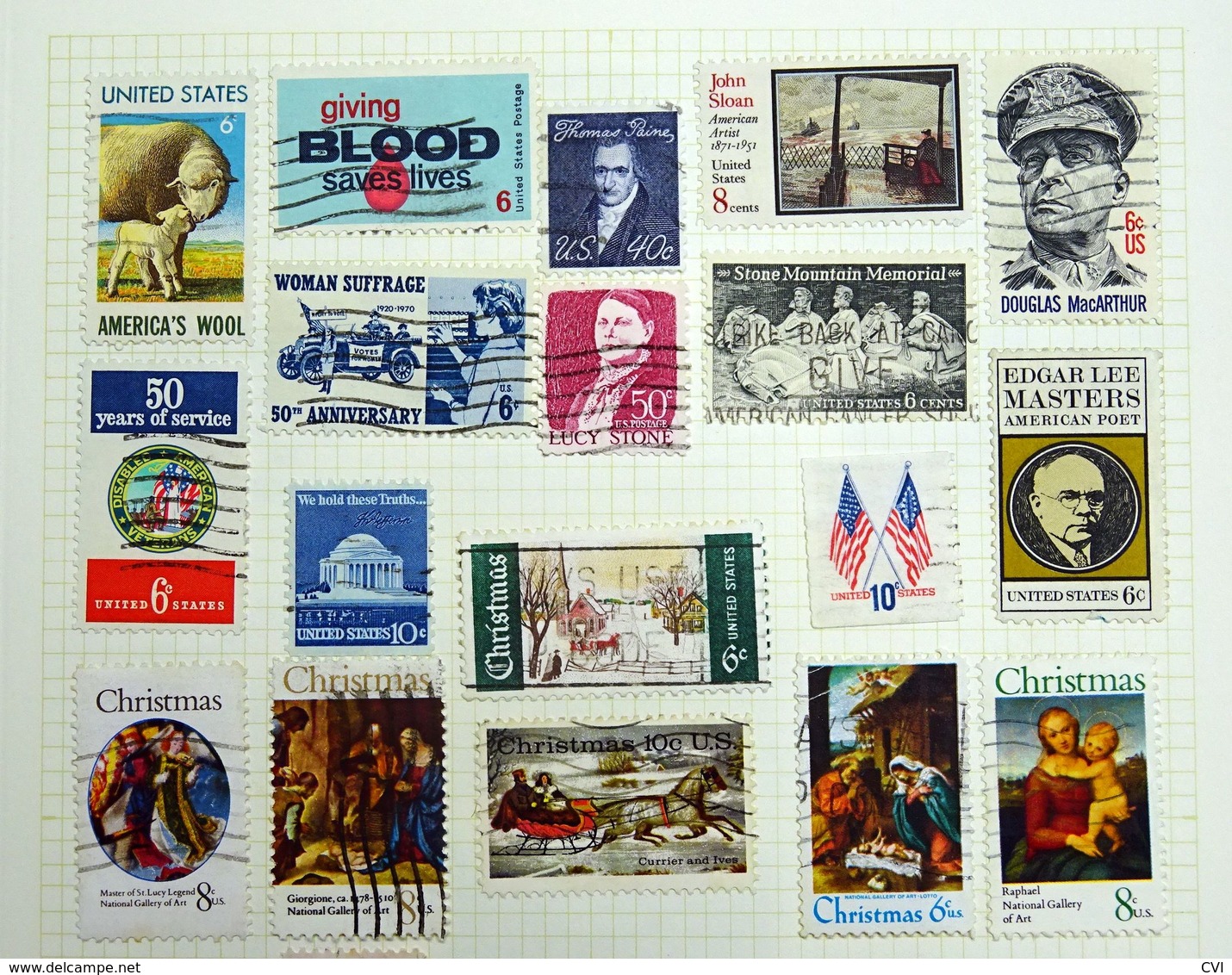 USA Early to Modern incl. Blocks, 1908 American Red Cross Cinderella F/U, etc.