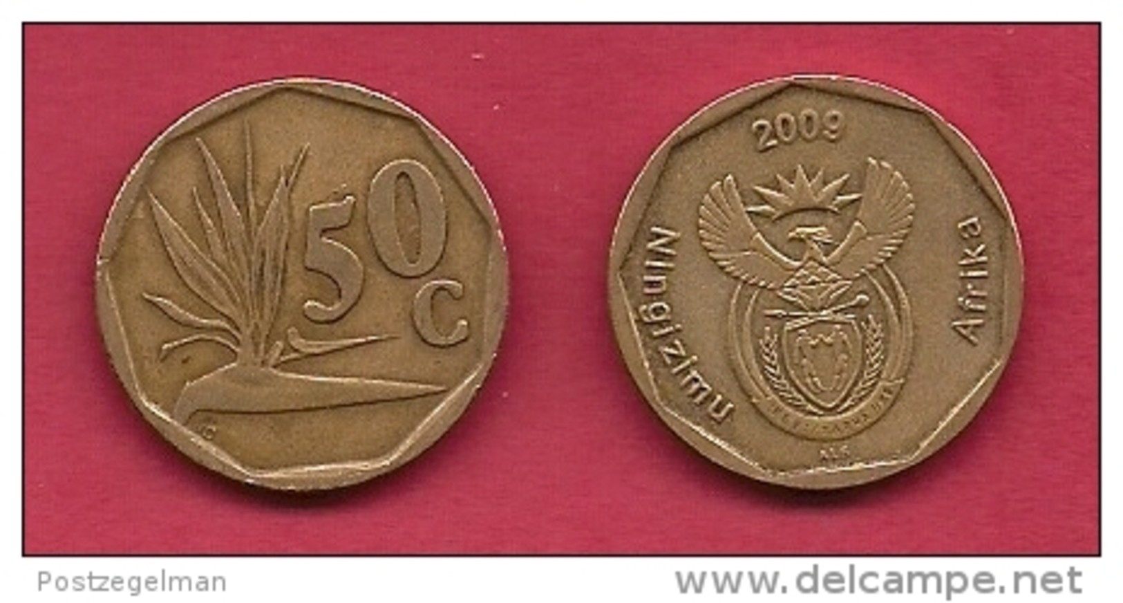 SOUTH AFRICA, 2009, 3 Off Nicely Used Coins 50 Cent C2086 - Zuid-Afrika