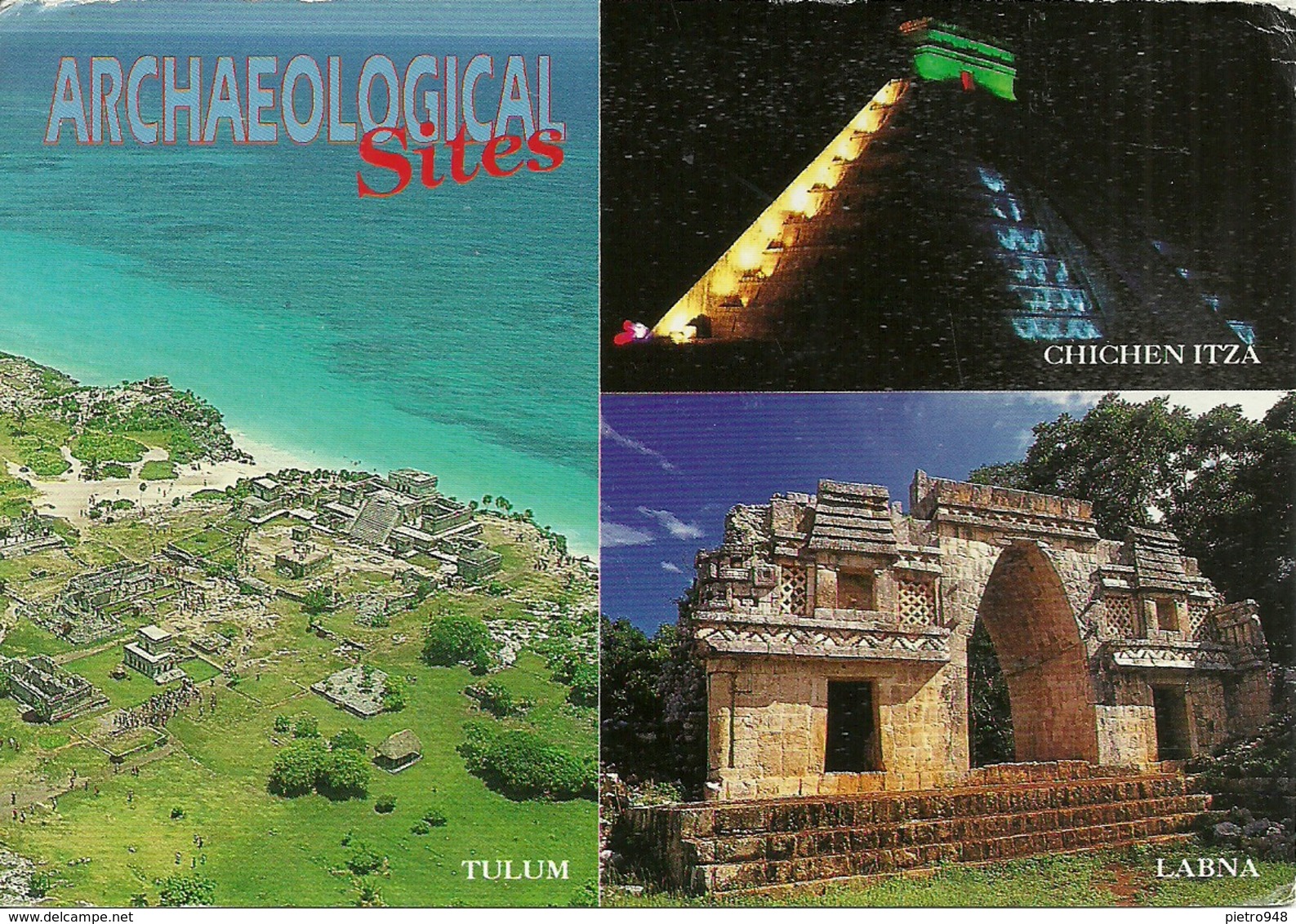 Archaeological Sites (Mexico, Messico) View Of Tulum, Labna & Chichen Itza, Stamp "XV Maraton Int. Ciudad De Mexico" - Messico