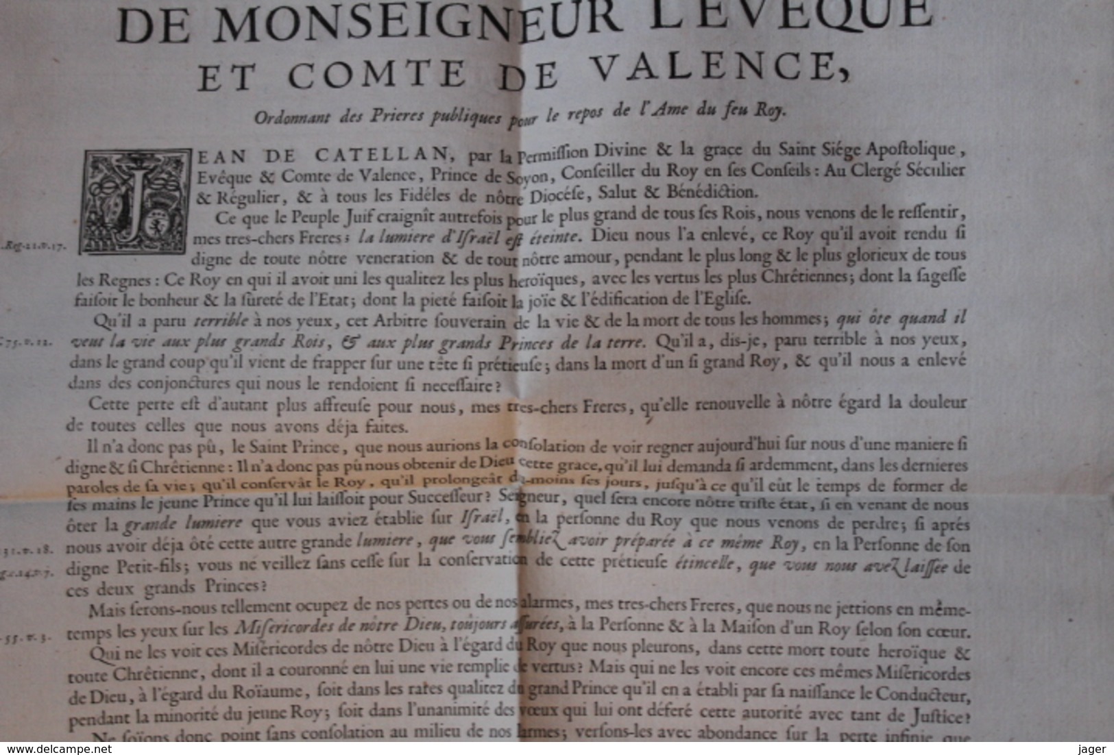 Mandement  De Monseigneur  L'Evêque Et Comte De Valence 1715  Mort Du Roi Louis XIV - Historical Documents