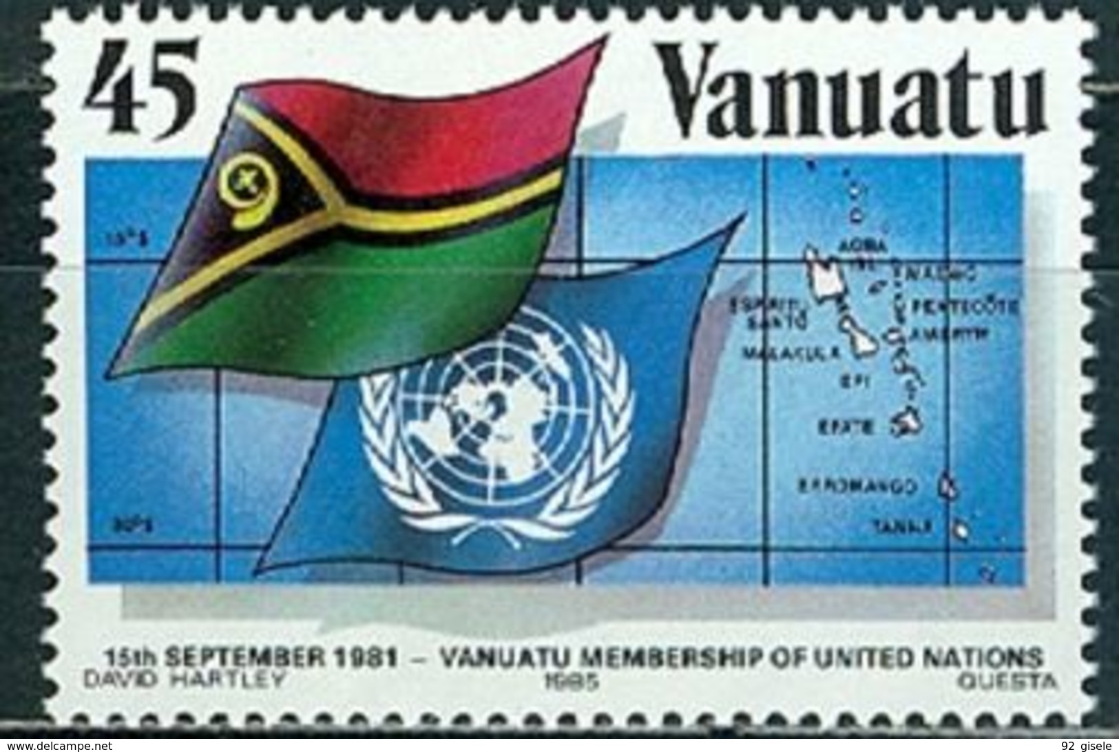 Vanuatu YT 726 " Admission ONU " 1985 Neuf** - Vanuatu (1980-...)