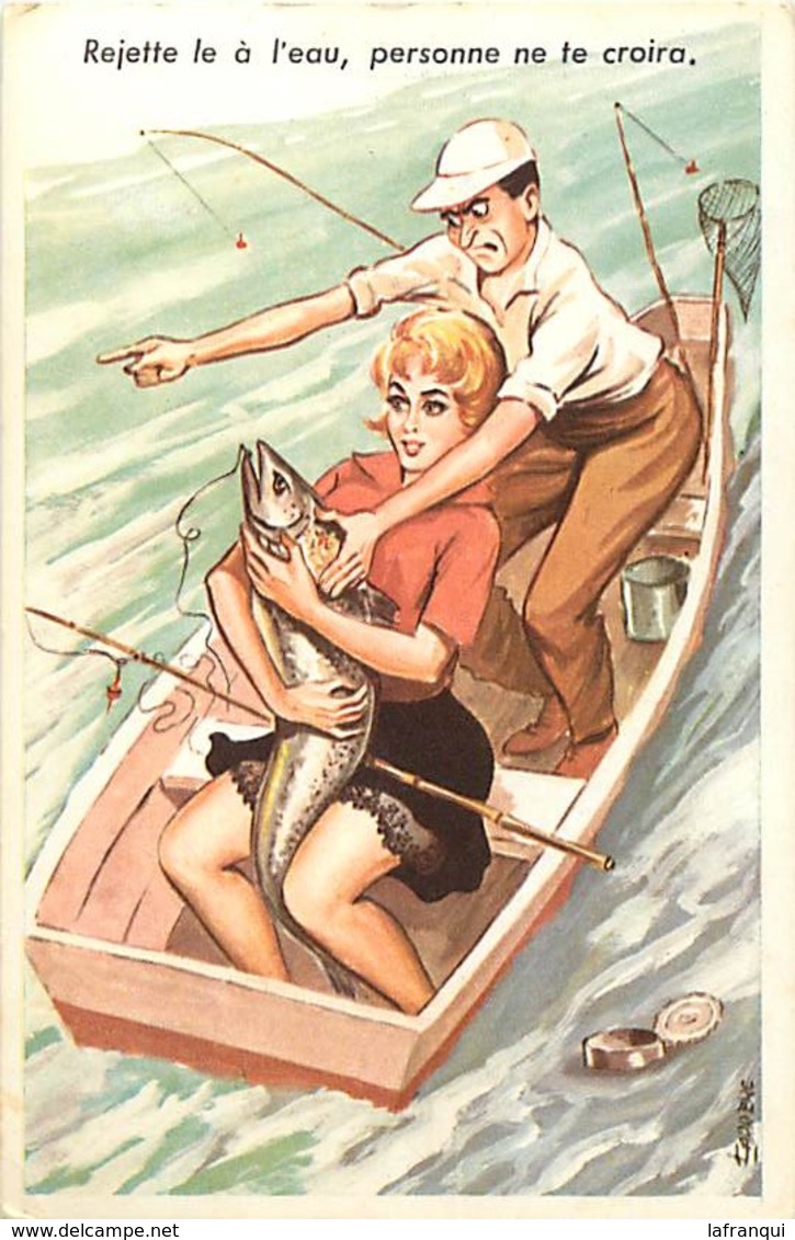 Themes Div-ref Z810-  Illustrateurs -illustrateur Louis Carriere - Humour - Pin Up - Pinup - Pecheur A La Ligne -peche- - Carrière, Louis