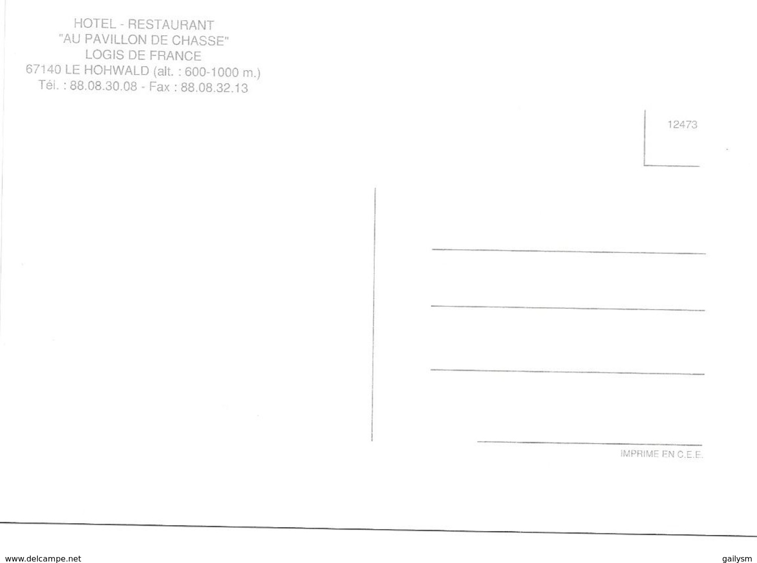 LE HOHWALD - Hôtel Restaurant AU PAVILLON DE CHASSE - Lot De 2 CP - Other & Unclassified