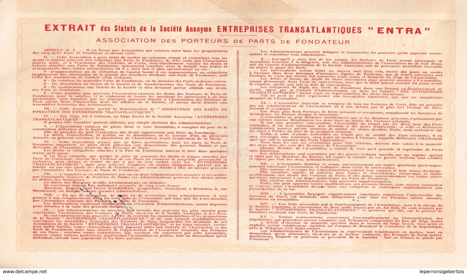 Action Ancienne - Entreprises Transatlantiques  "Entra" Société Anonyme -Titre De 1928 - Déco - - Navigation