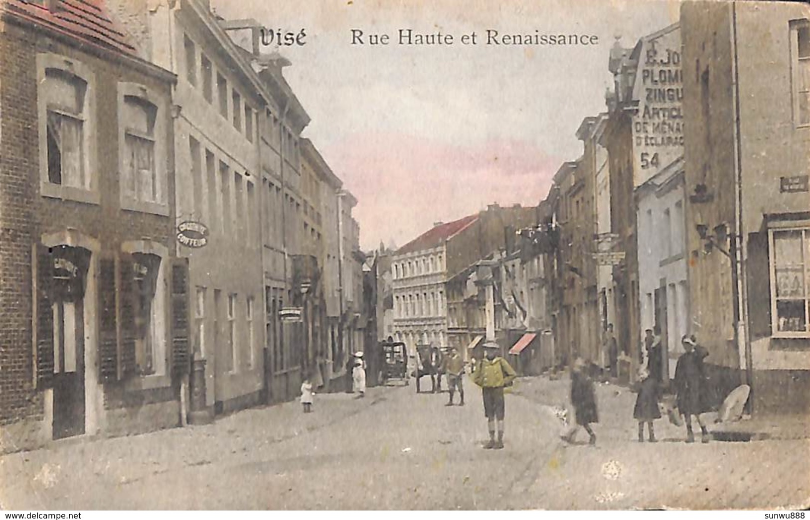 Visé - Rue Haute Et Renaissance (animée, Colorisée, Coiffeur, Attelage) - Visé