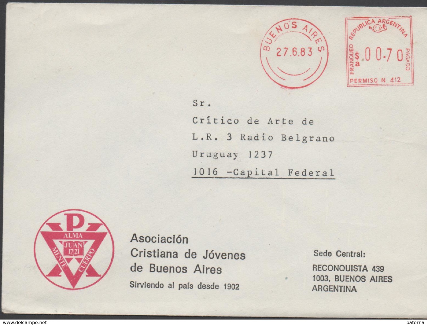 3358  Carta Buenos Aires 1983, Argentina - Briefe U. Dokumente