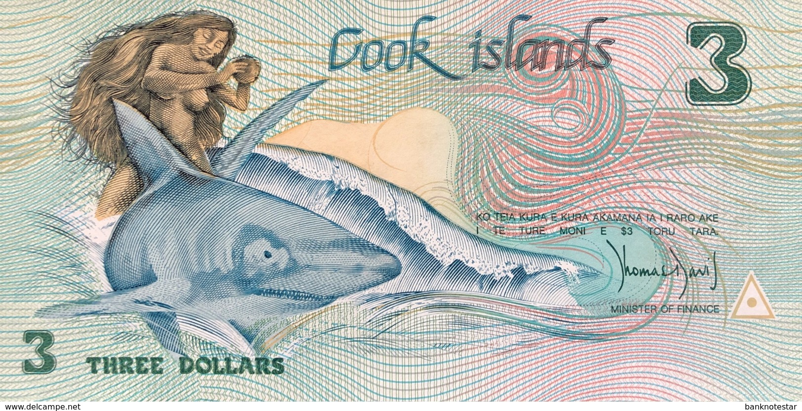 Cook Islands 3 Dollars, P-3 (1987) - UNC - Cook