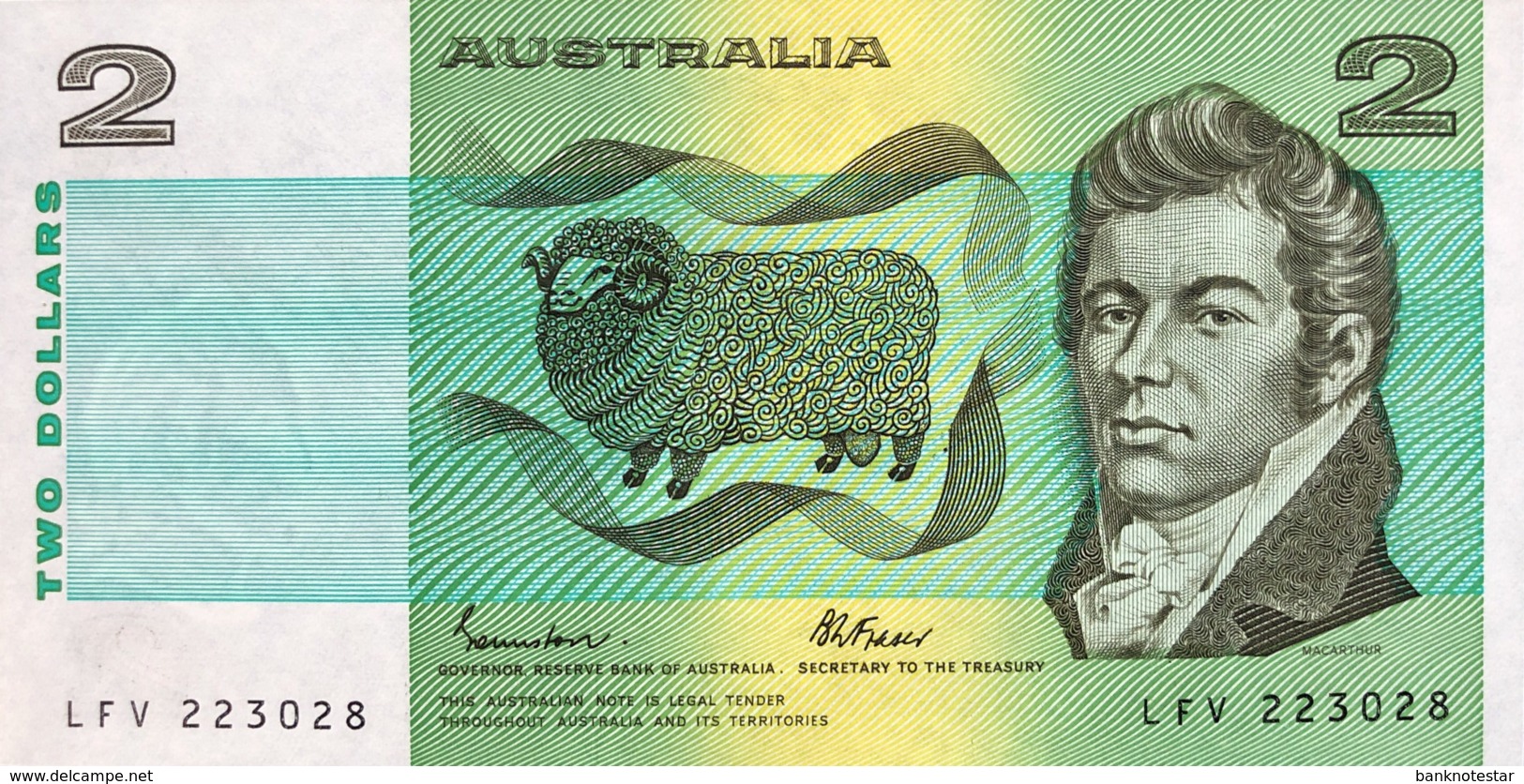 Australia 2 Dollar, P-43e (1985) - UNC - 1974-94 Australia Reserve Bank (paper Notes)