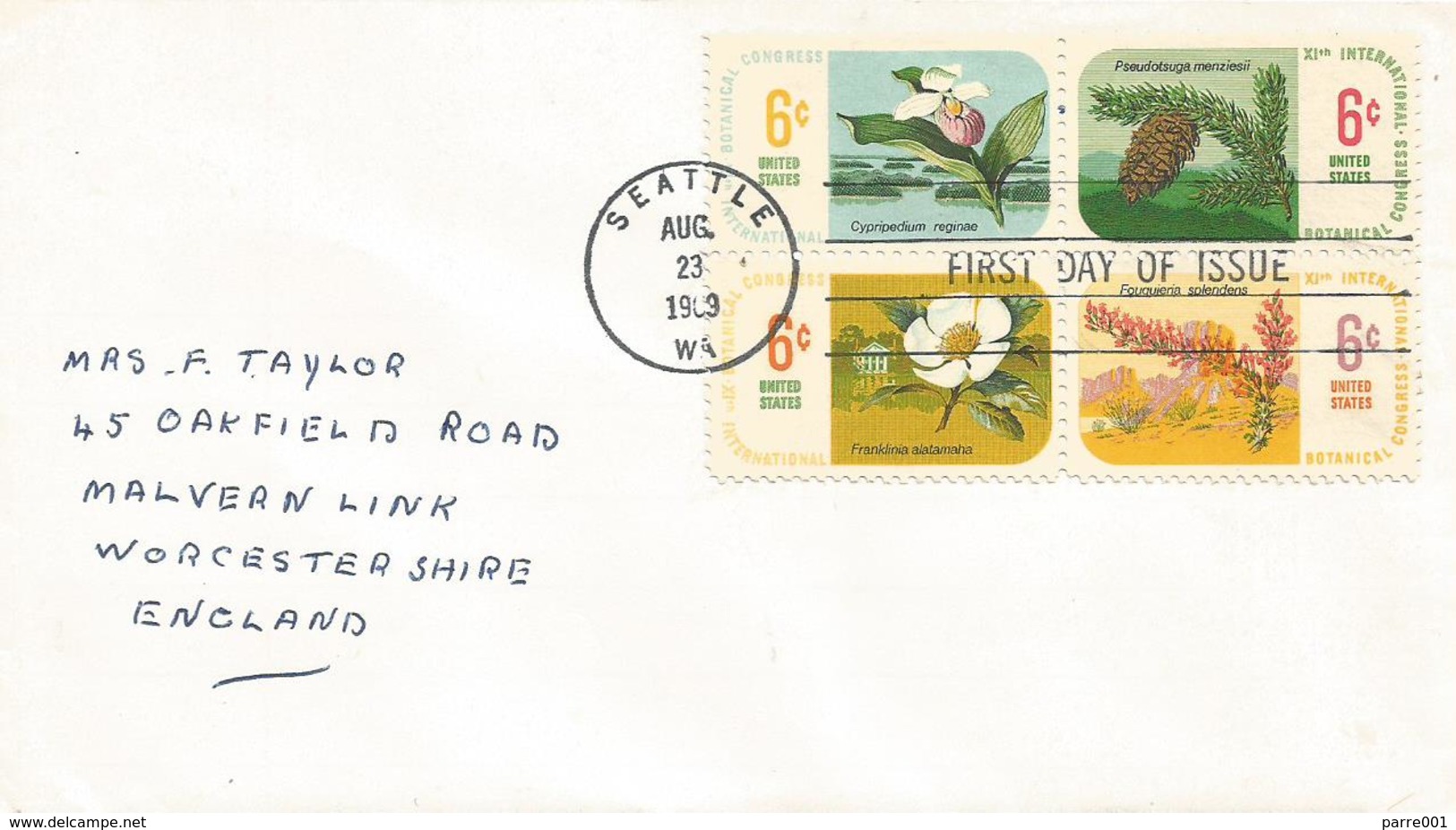 USA 1969 Seattle Botanical Congress Flowers Conifer FDC Cover - 1961-1970