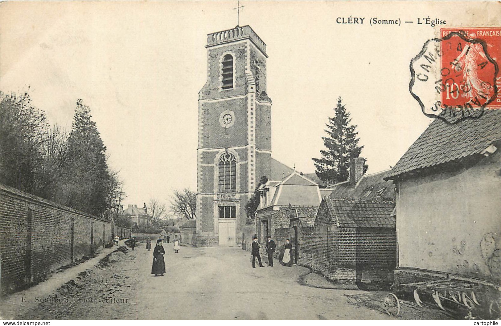 80 - CLERY - Eglise En 1912 - Cachet Ambulant De Cambrai à Chaulnes - Carte Peu Courante - Autres & Non Classés